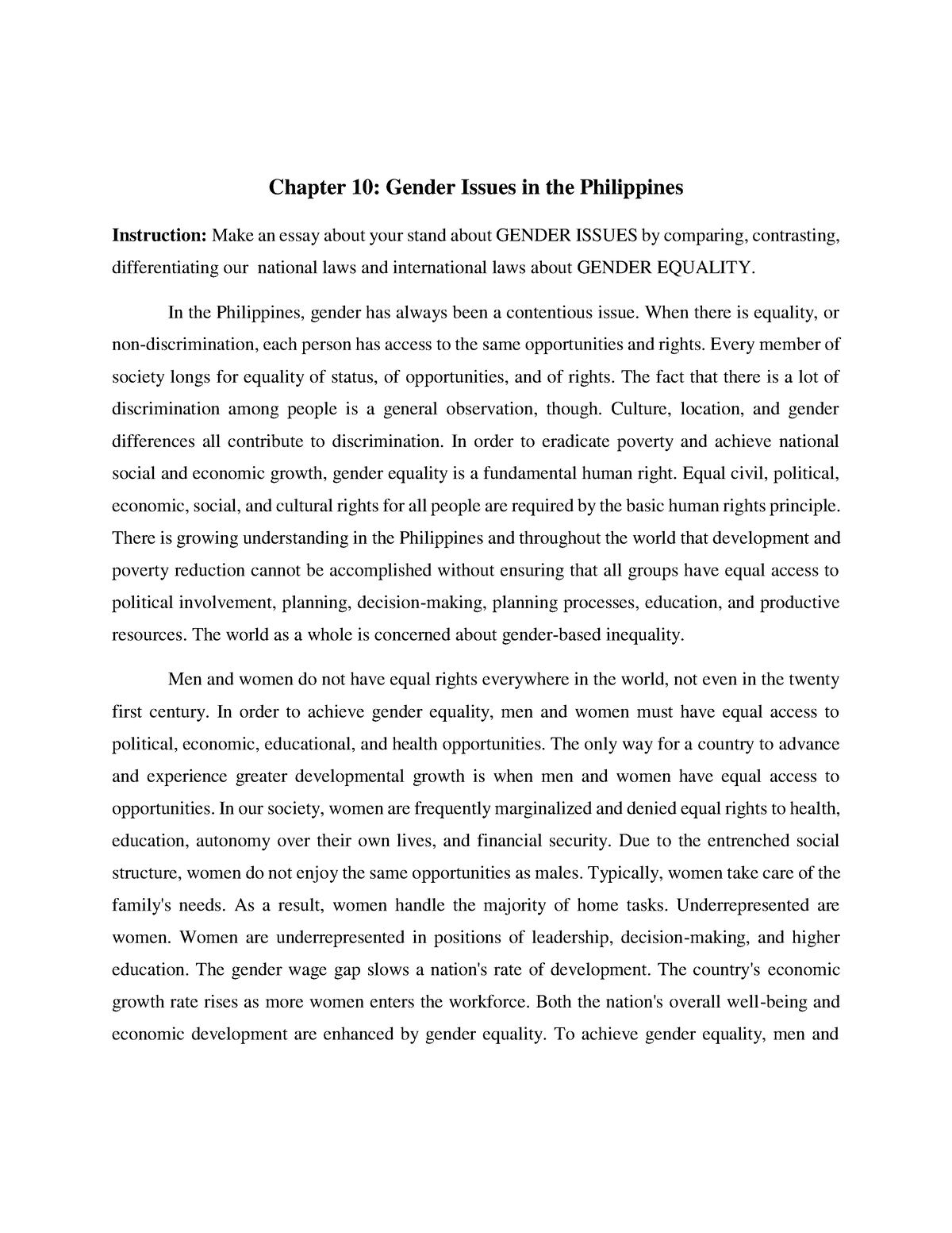 argumentative essay about gender equality in the philippines