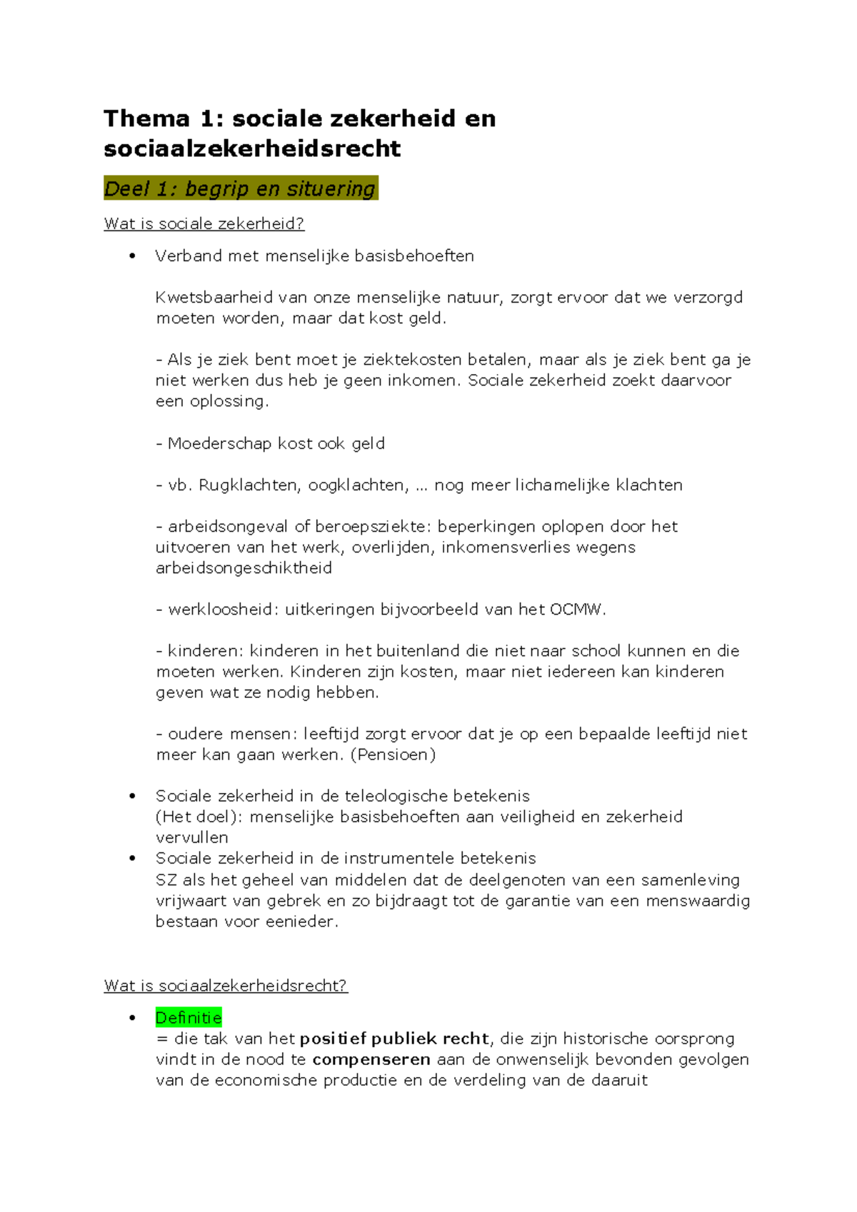 Notities Sociale Zekerheidsrecht - Thema 1: Sociale Zekerheid En ...