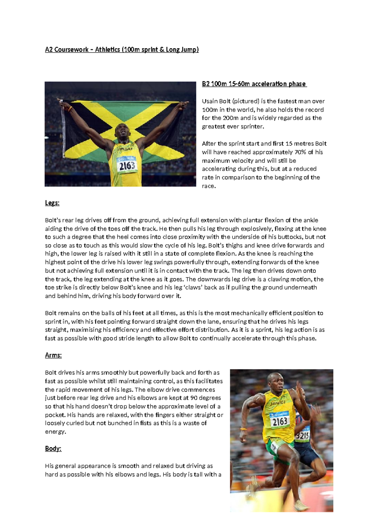 Athletics - 100m and long jump PE coursework - A2 Coursework ...