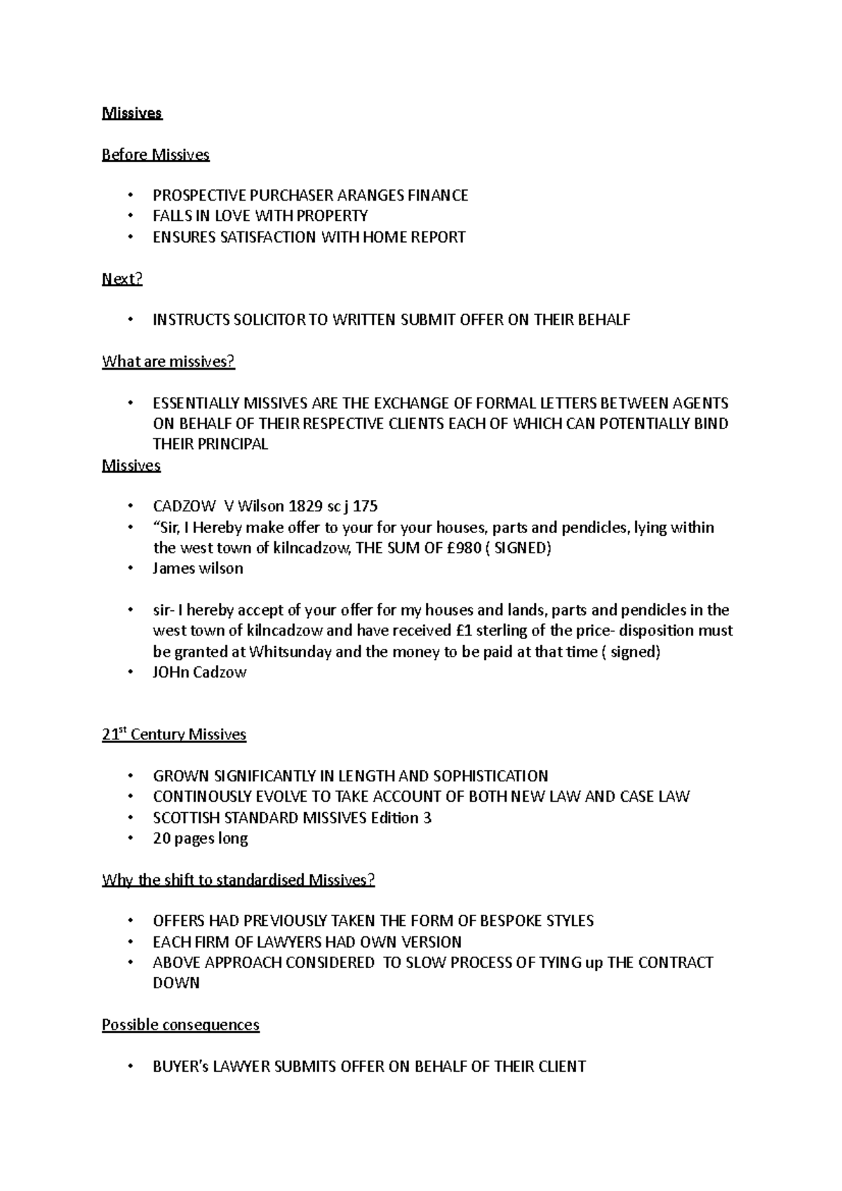 Part 3 - Missives - Missives Before Missives PROSPECTIVE PURCHASER ...