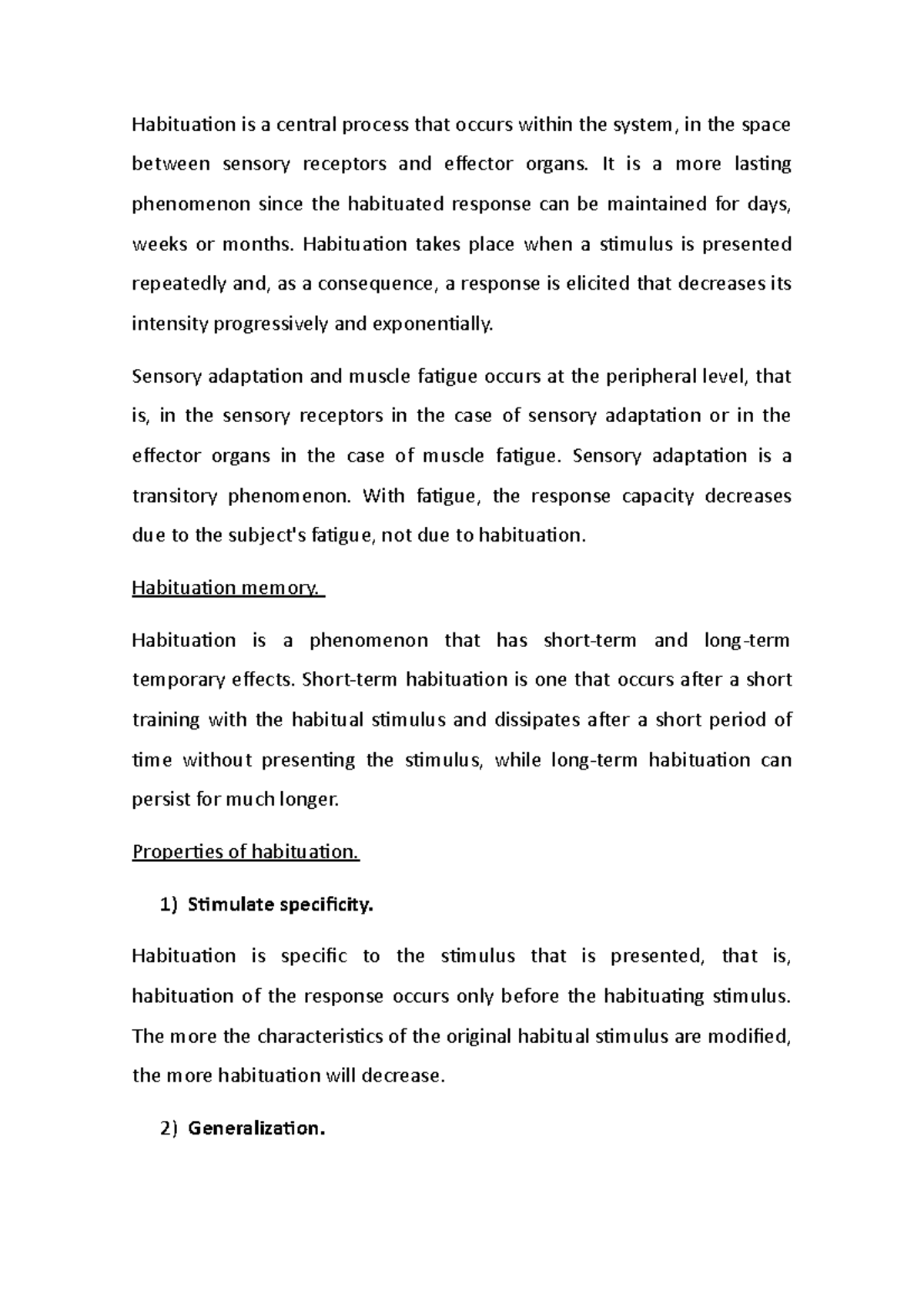 Summaries and Lessons 2 Intro To Literature - Habituation is a central ...