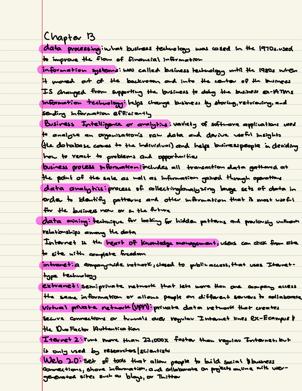 Chapter 13 Notes - Chapter B data processing : what business technology ...