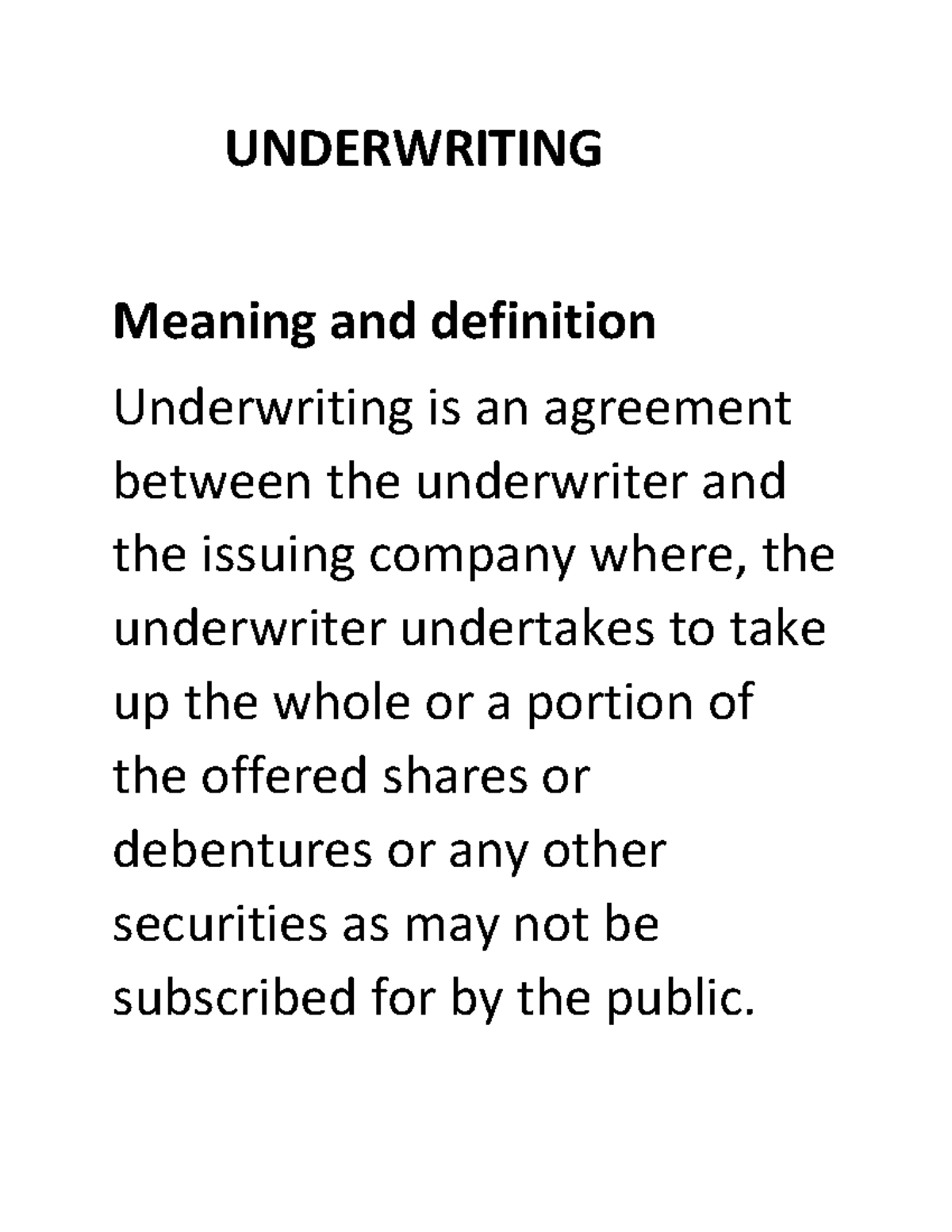 Underwriting meaning on sale in insurance