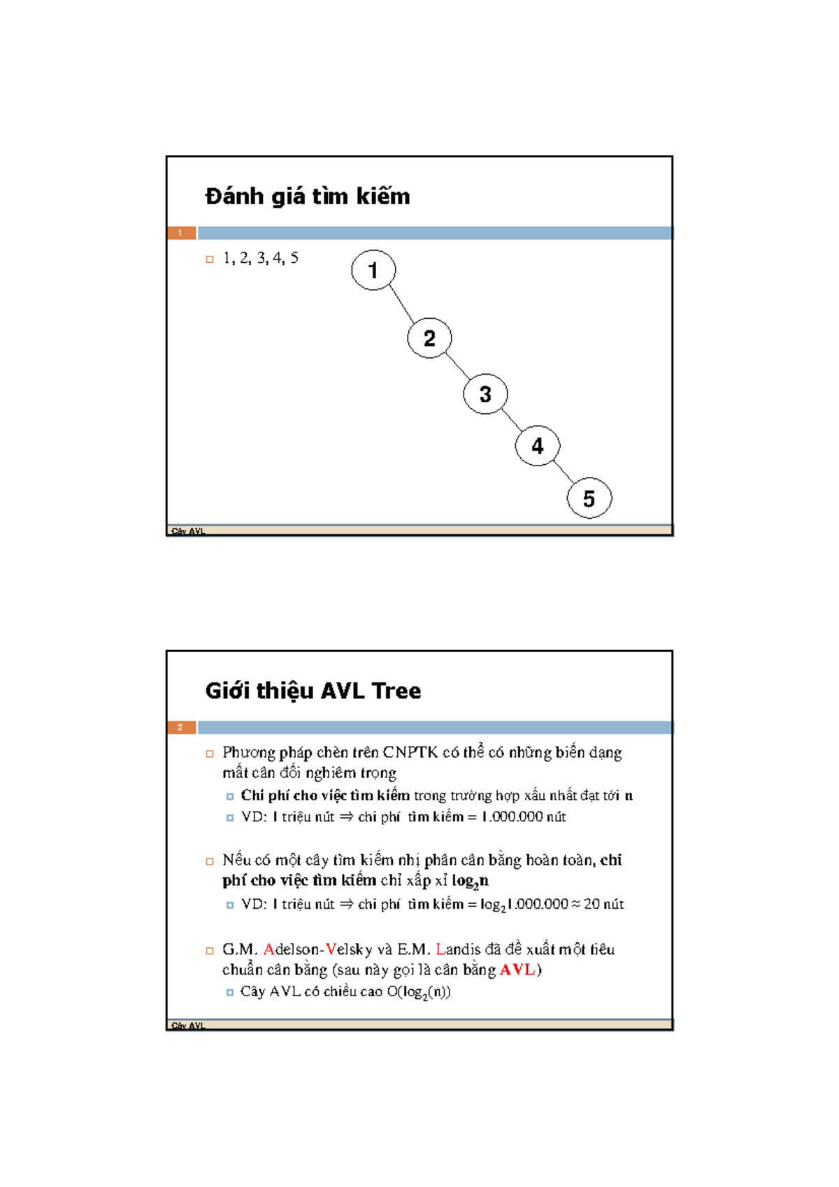 8-Cây nh phân- Can bang - Tài liêu - Cây AVL Đánh giá tìm kiếm 1 1, 2 ...