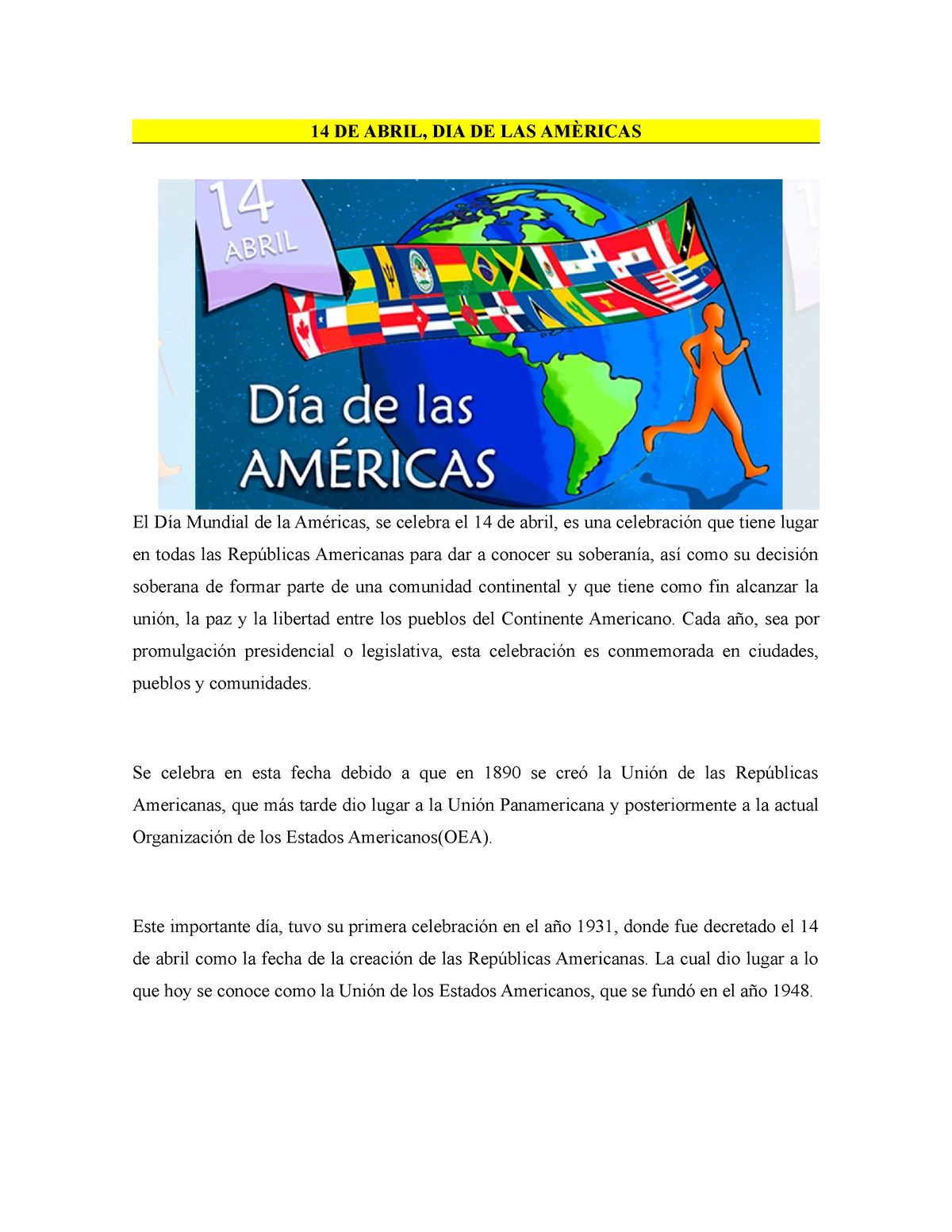 14 De Abril Dia De Las Americas 14 De Abril Dia De Las AmÈricas El Día Mundial De La Américas 4949