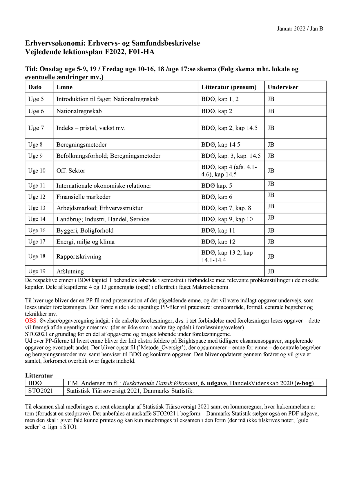 ES Lektionsplan - Øvelse - Januar 2022 / Jan B Erhvervsøkonomi ...