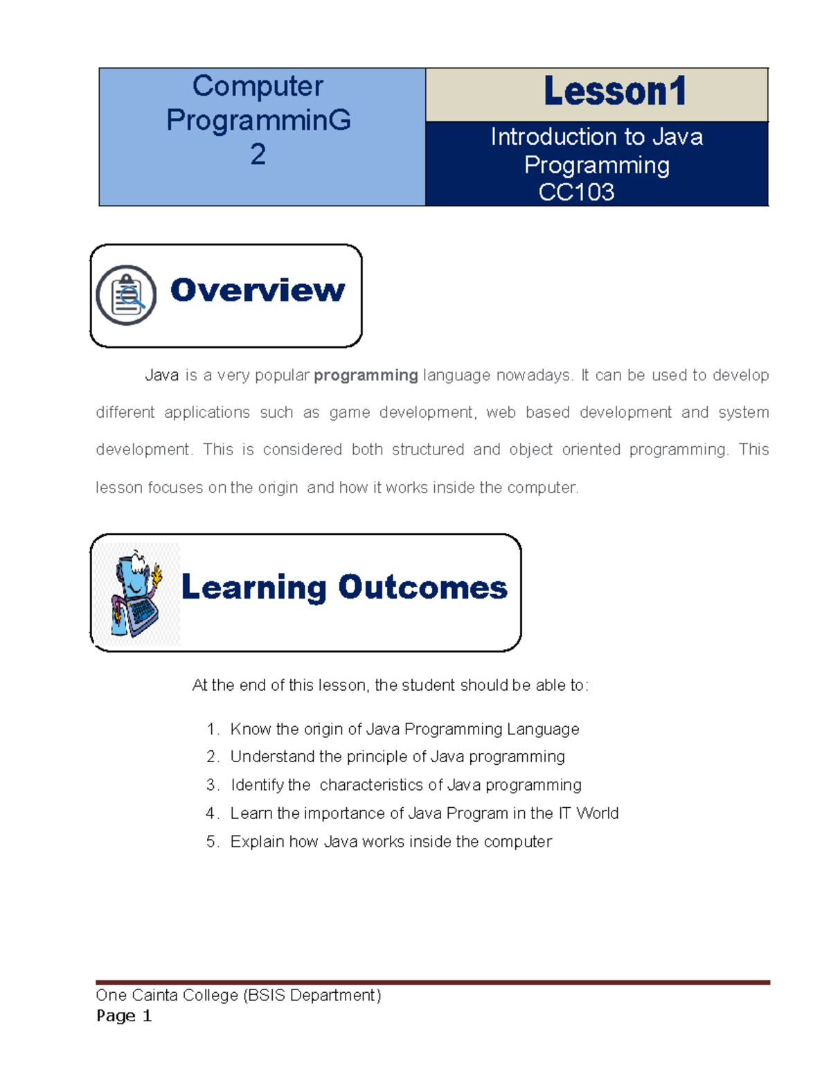 Module 1 - Ms. Marygin Sarmiento - One Cainta College (BSIS Department ...