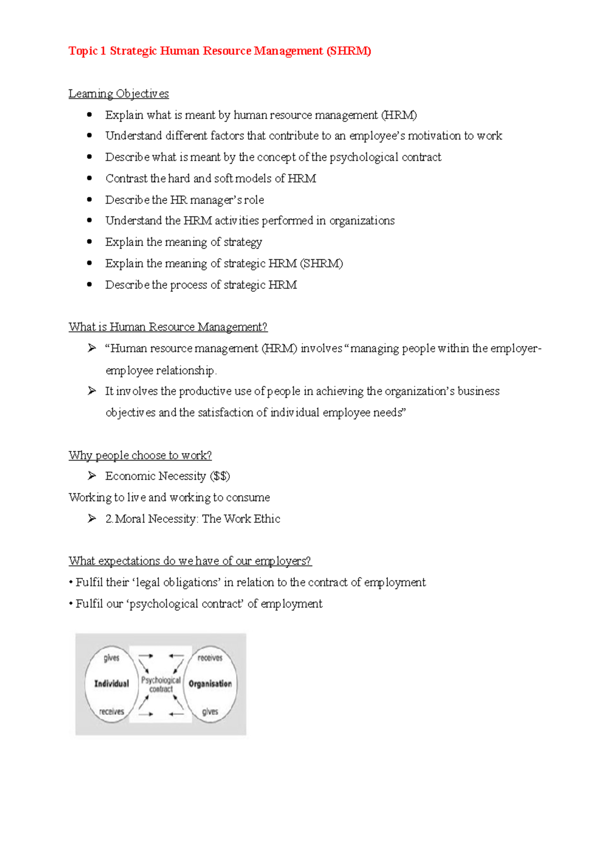 Summary - lecture 1-11, complete - Topic 1 Strategic Human Resource ...