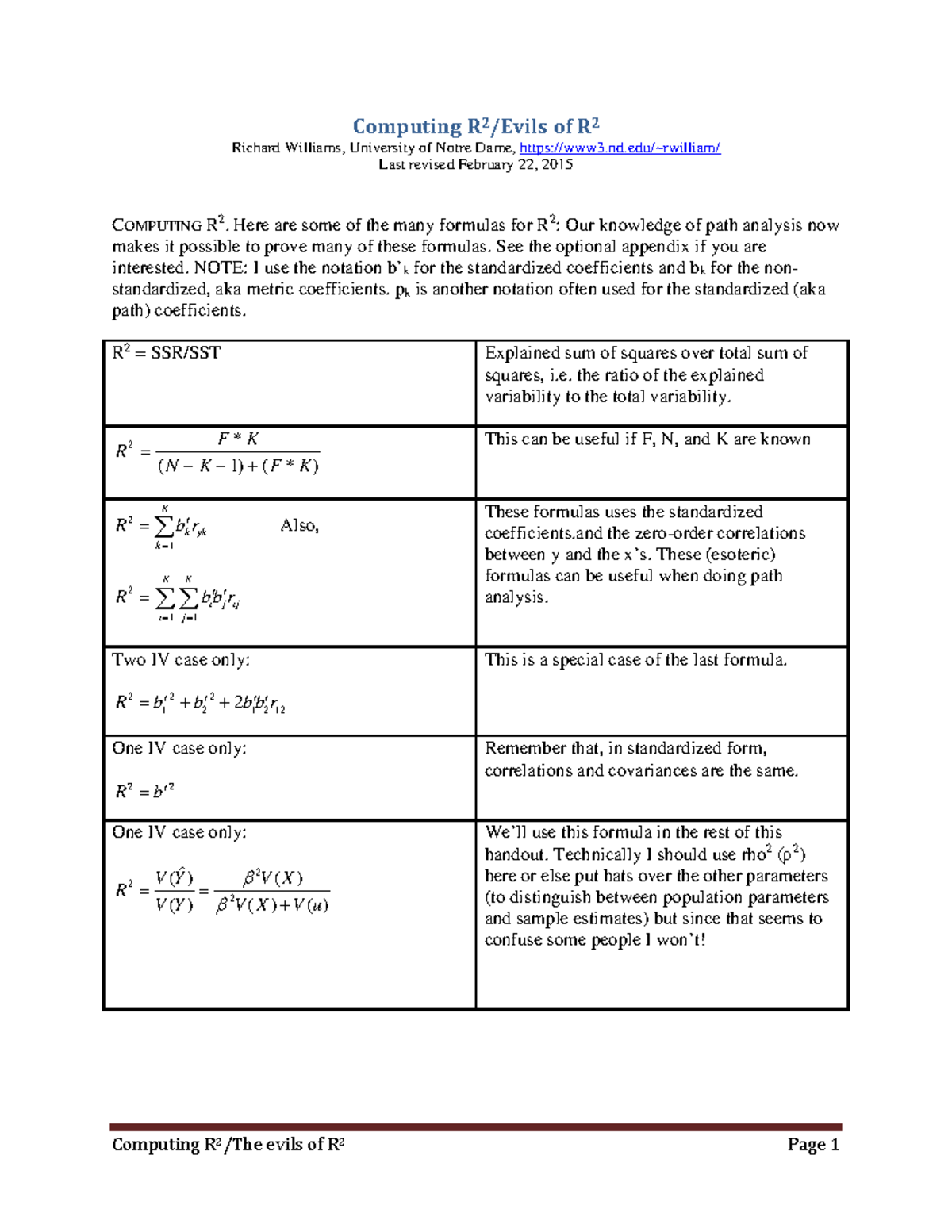 Computing R2/Evils of R2 - Computing R 2 /Evils of R 2 Richard Williams ...
