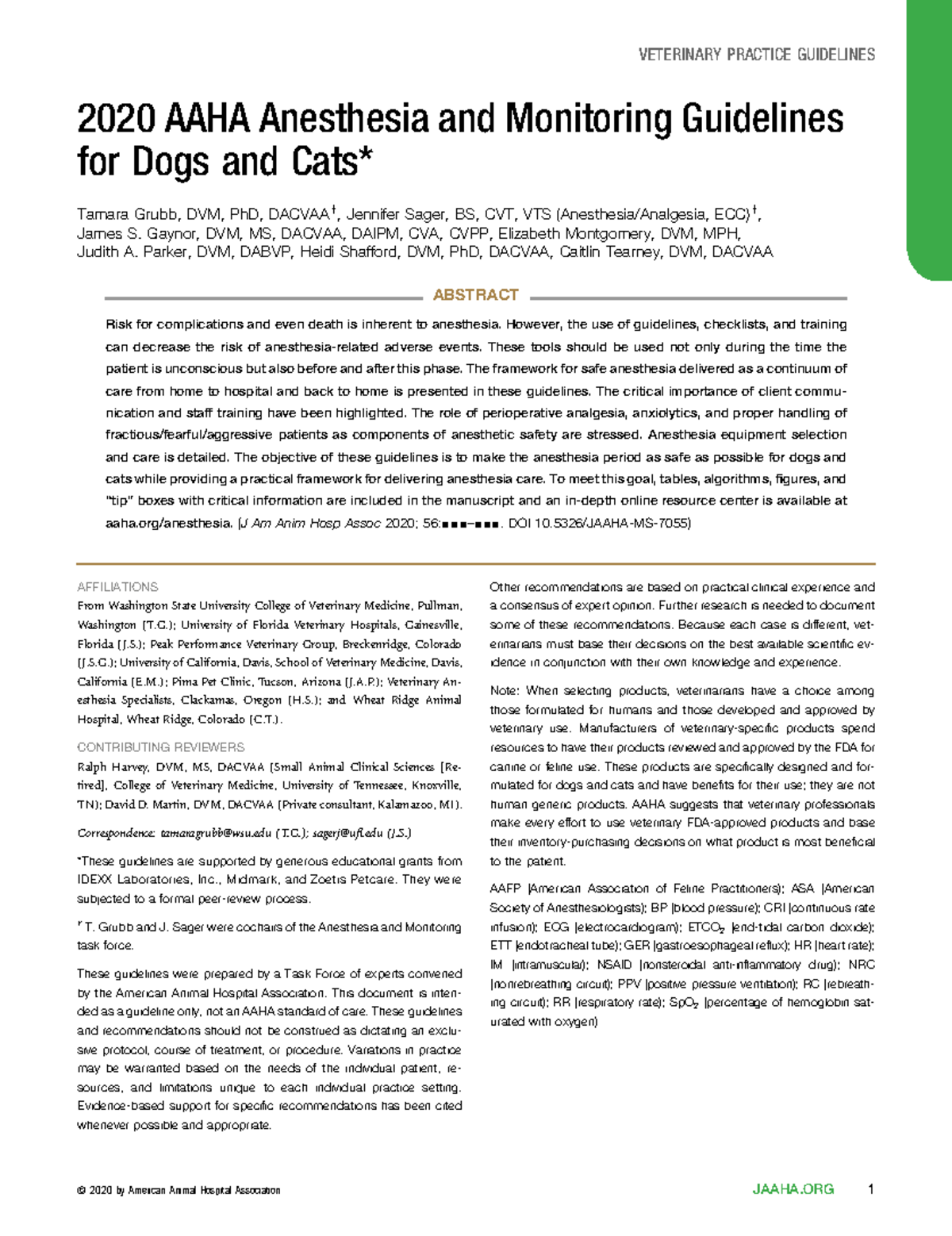 Anesthesia and monitoring-guidelines final - VETERINARY PRACTICE ...