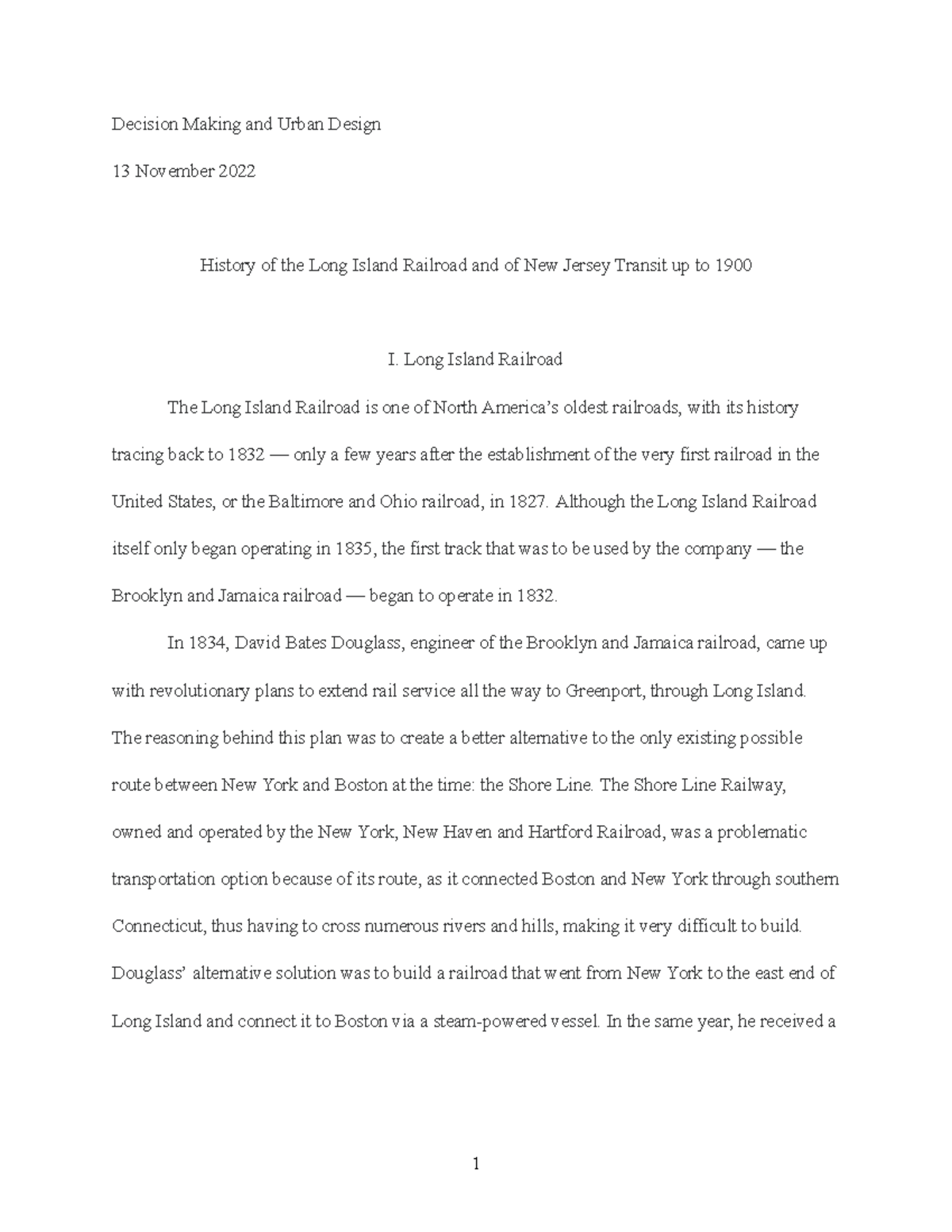 Research Paper Decision Making and Urban Design 13 November 2022