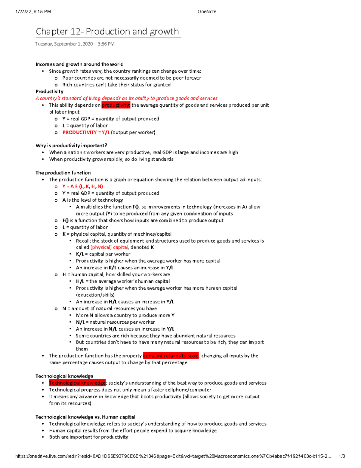 Chapter 12 - production and growth - 1/27/22, 6:15 PM OneNote - Studocu