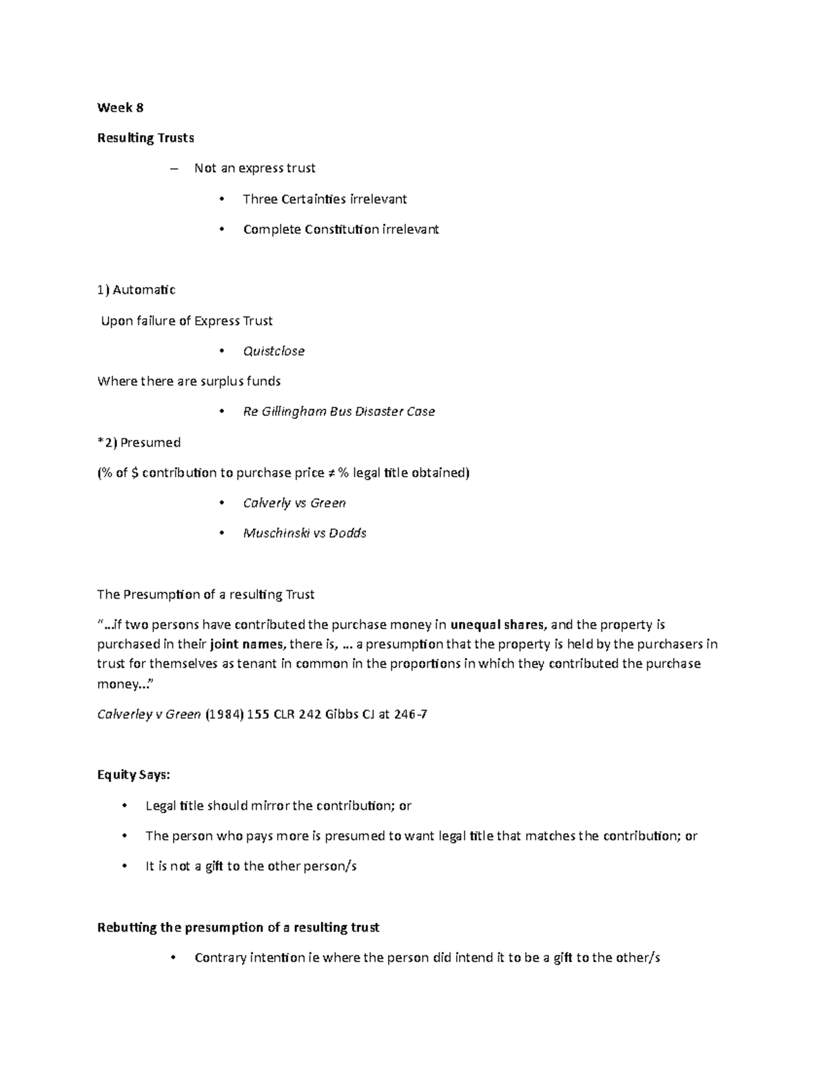 Week 8-12 and exam prepatory notes (case notes) - Week 8 Resulting ...