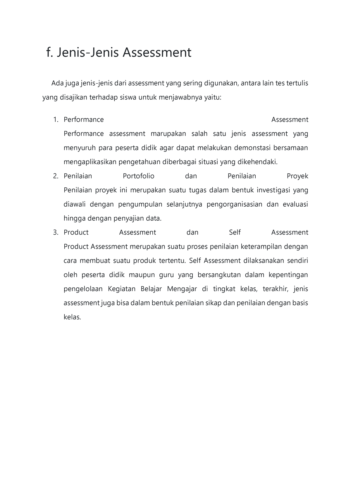 Jenis-jenis Dari Assessment - F. Jenis-Jenis Assessment Ada Juga Jenis ...