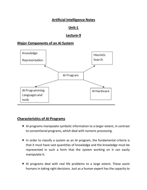 Lecture-1 AI - Contains Notes Of BCA Course On Artificial Intelligence ...