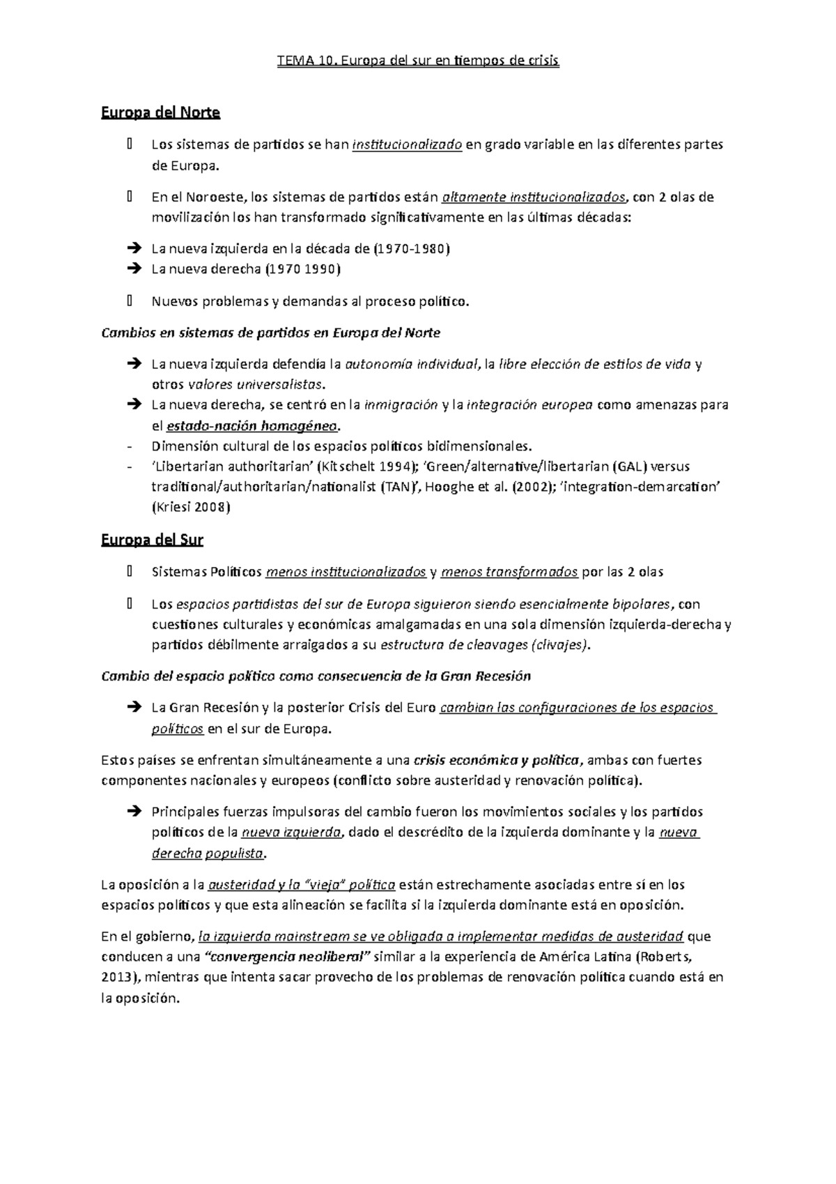 Tema 10. Europa Del Sur En Tiempos De Crisis - Tema 10. Europa Del Sur 