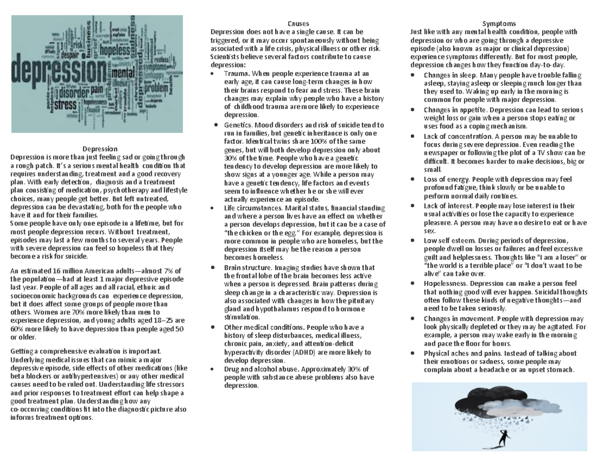 New-501 - Lecture notes z - Depression Depression is more than just ...