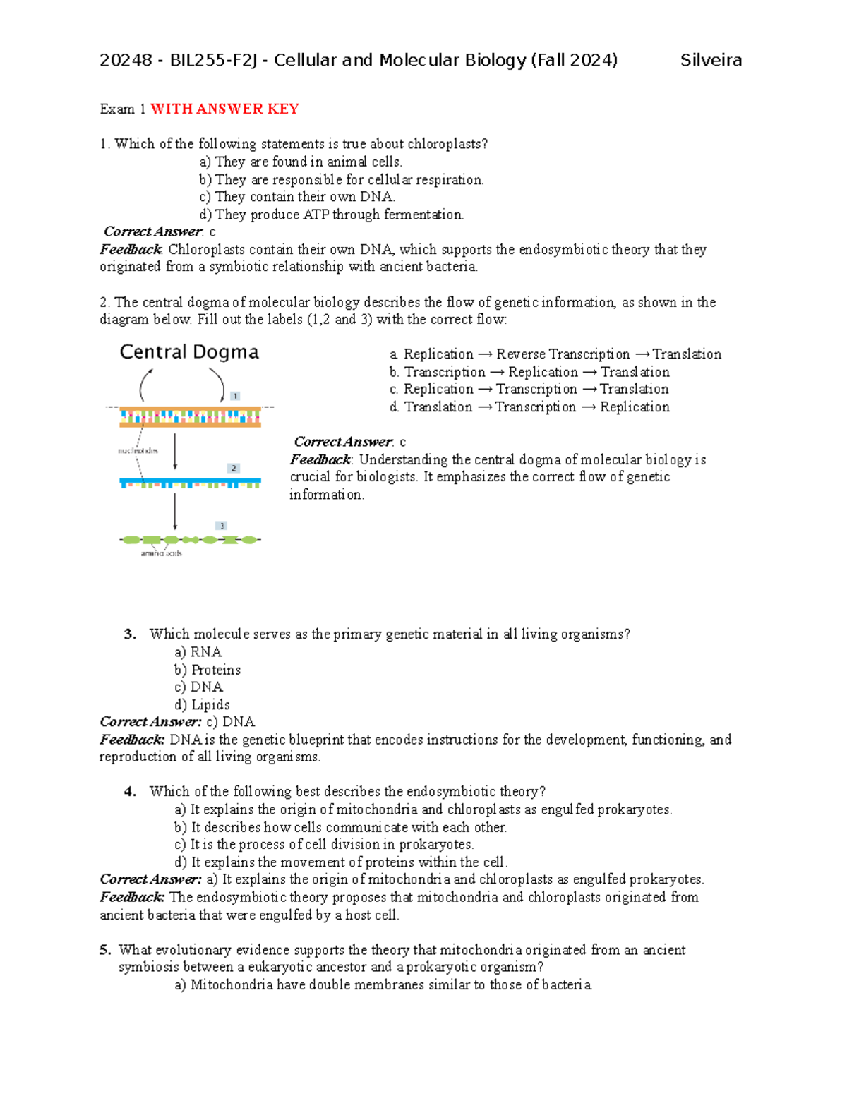 Exam 1 WITH Answer KEY - Exam 1 with key - Exam 1 WITH ANSWER KEY Which ...