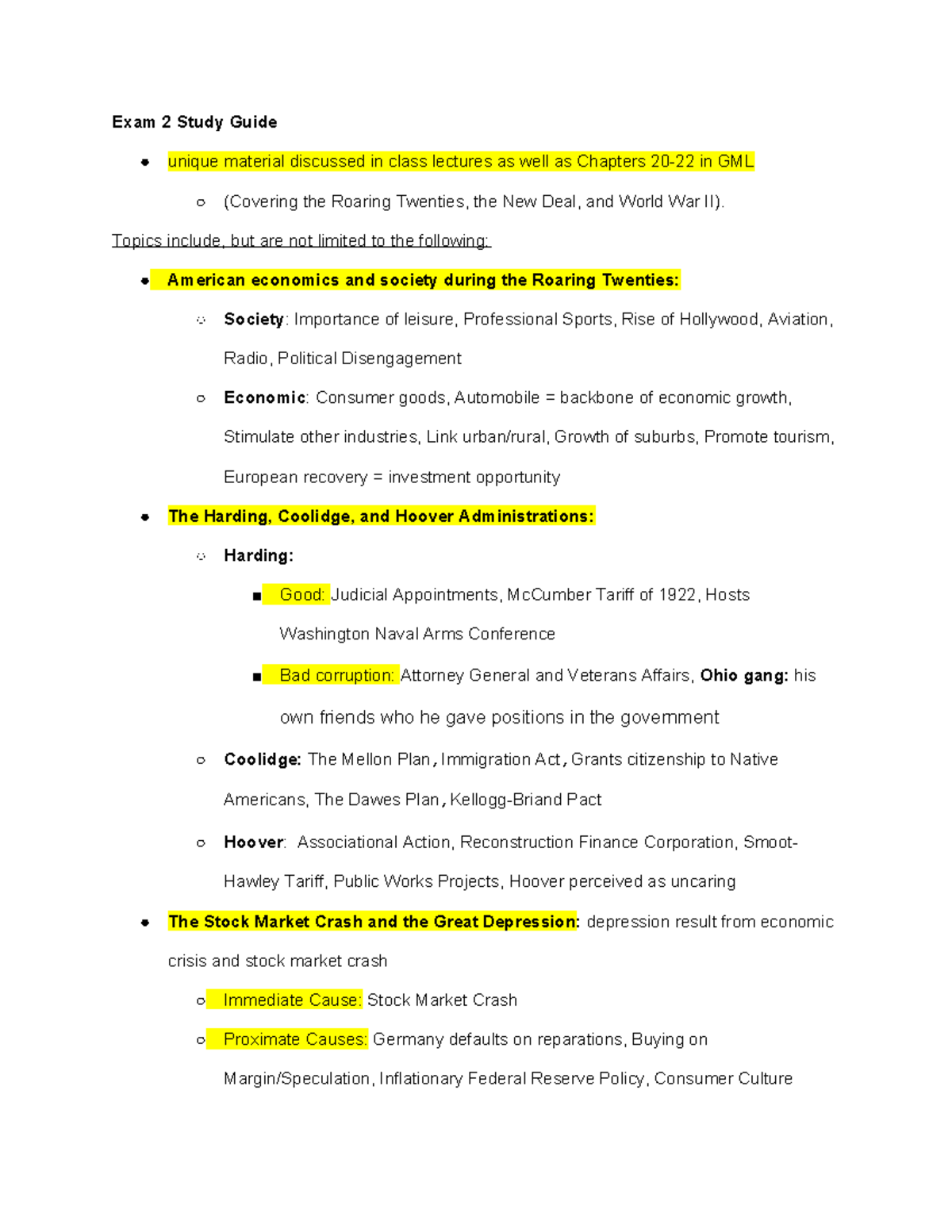 Hist exam 2 study guide - Exam 2 Study Guide unique material discussed ...