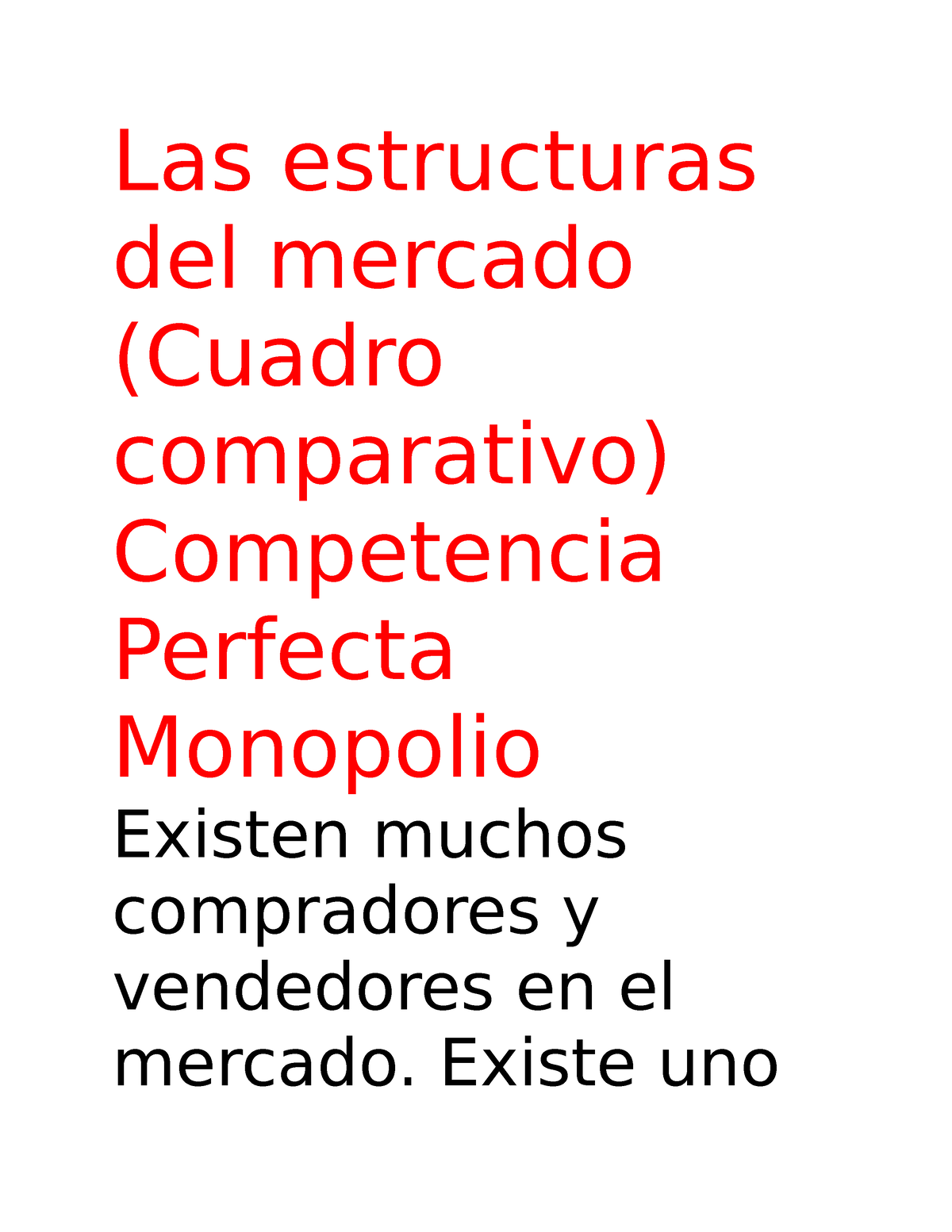 Las Estructuras Del Mercado - Las Estructuras Del Mercado (Cuadro ...