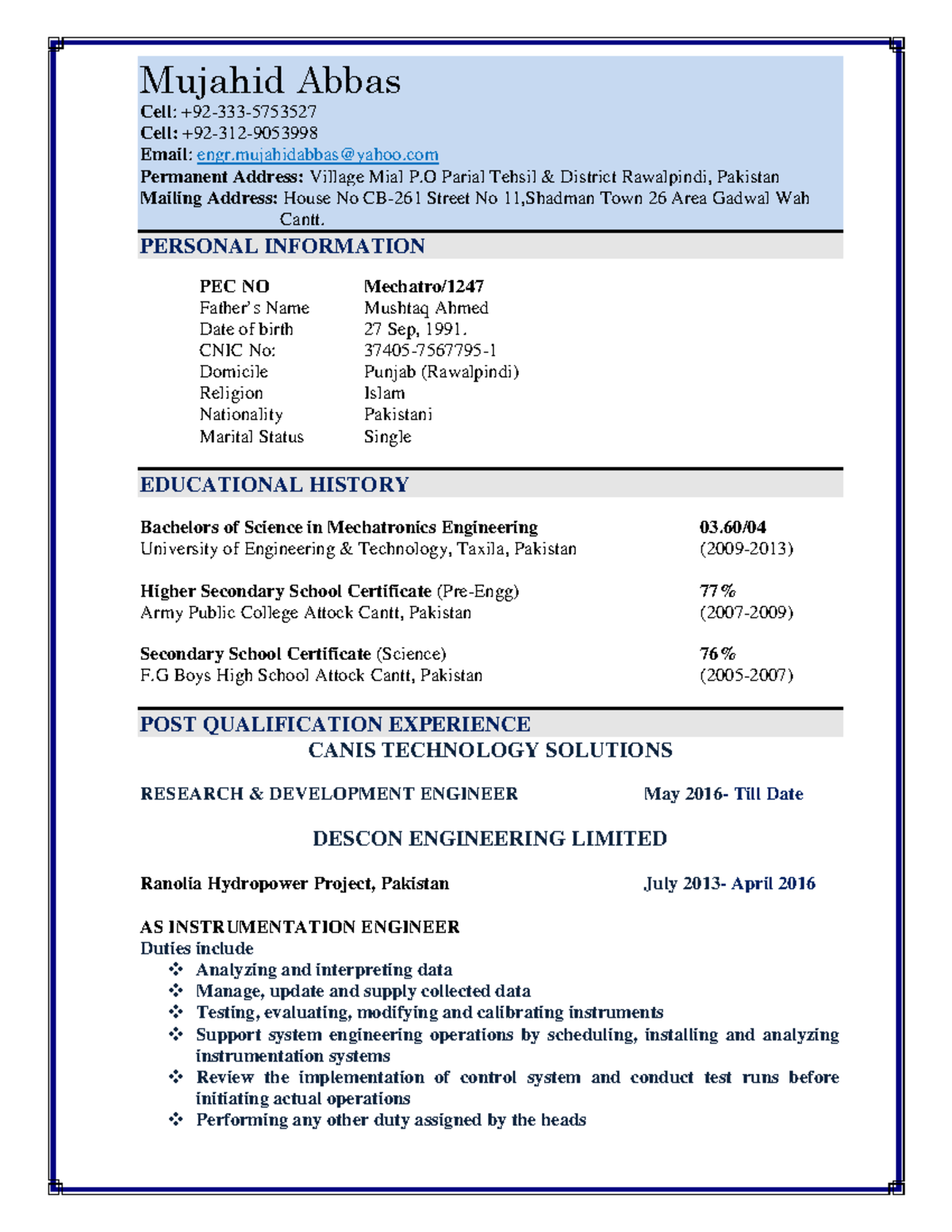 Mujahid Abbas - past paper of bs mathematics - Mujahid Abbas Cell: +92 ...