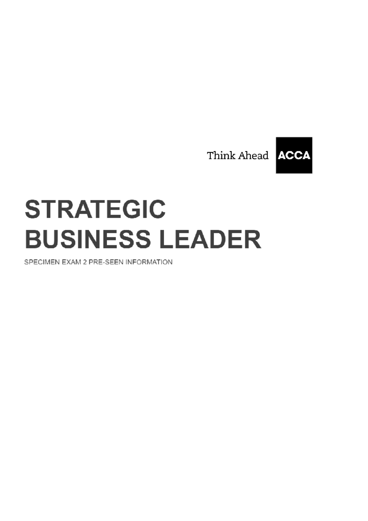 SBL Specimen 2 Preseen Yex Marine ACCA course Studocu