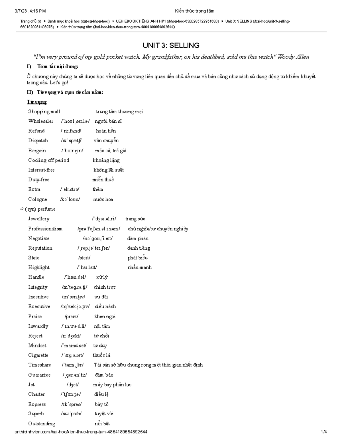 Unit 3 English 3 7 23 4 16 Pm Kiбєїn Thб C Trб ќng Tгўm Studocu