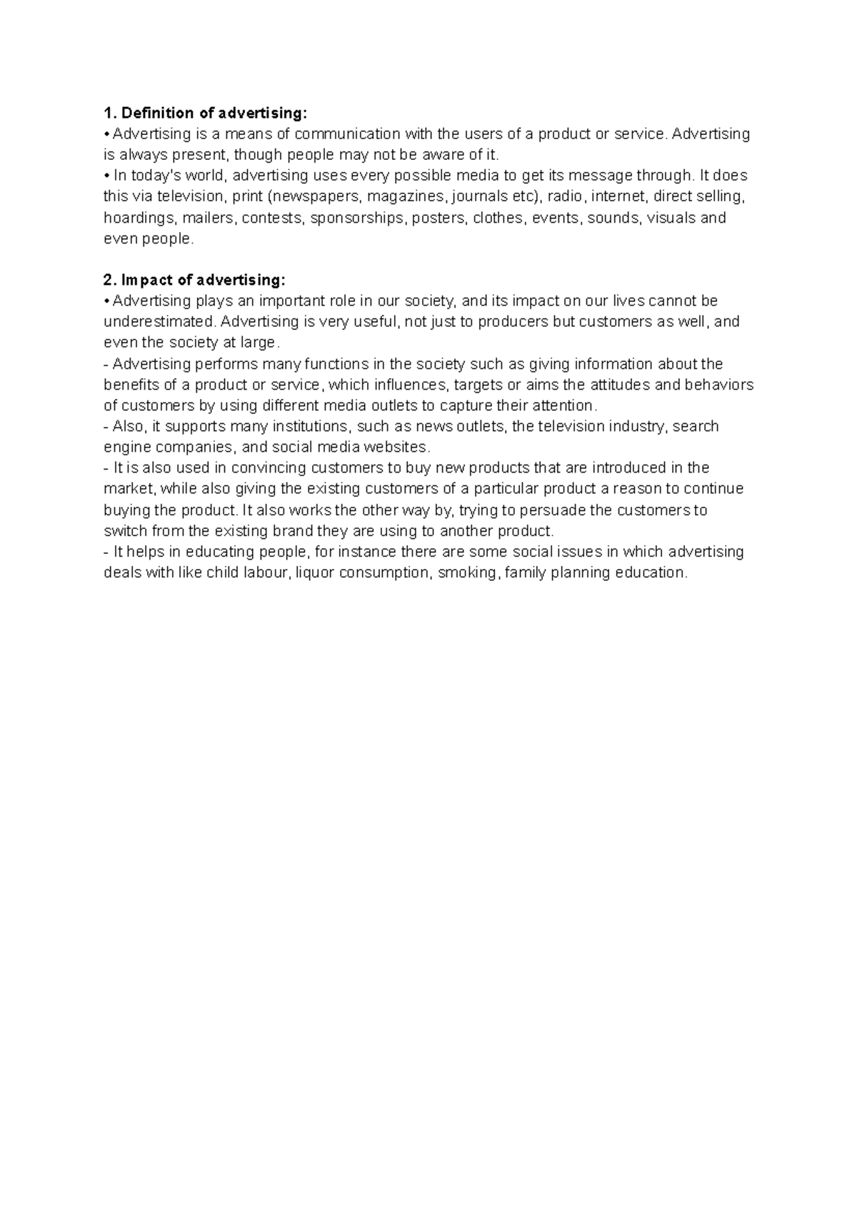 Definition And Impact Of Advertising Definition Of Advertising Advertising Is A Means Of Definition And Impact Of Advertising Definition Of Advertising Advertising Is A Means Of