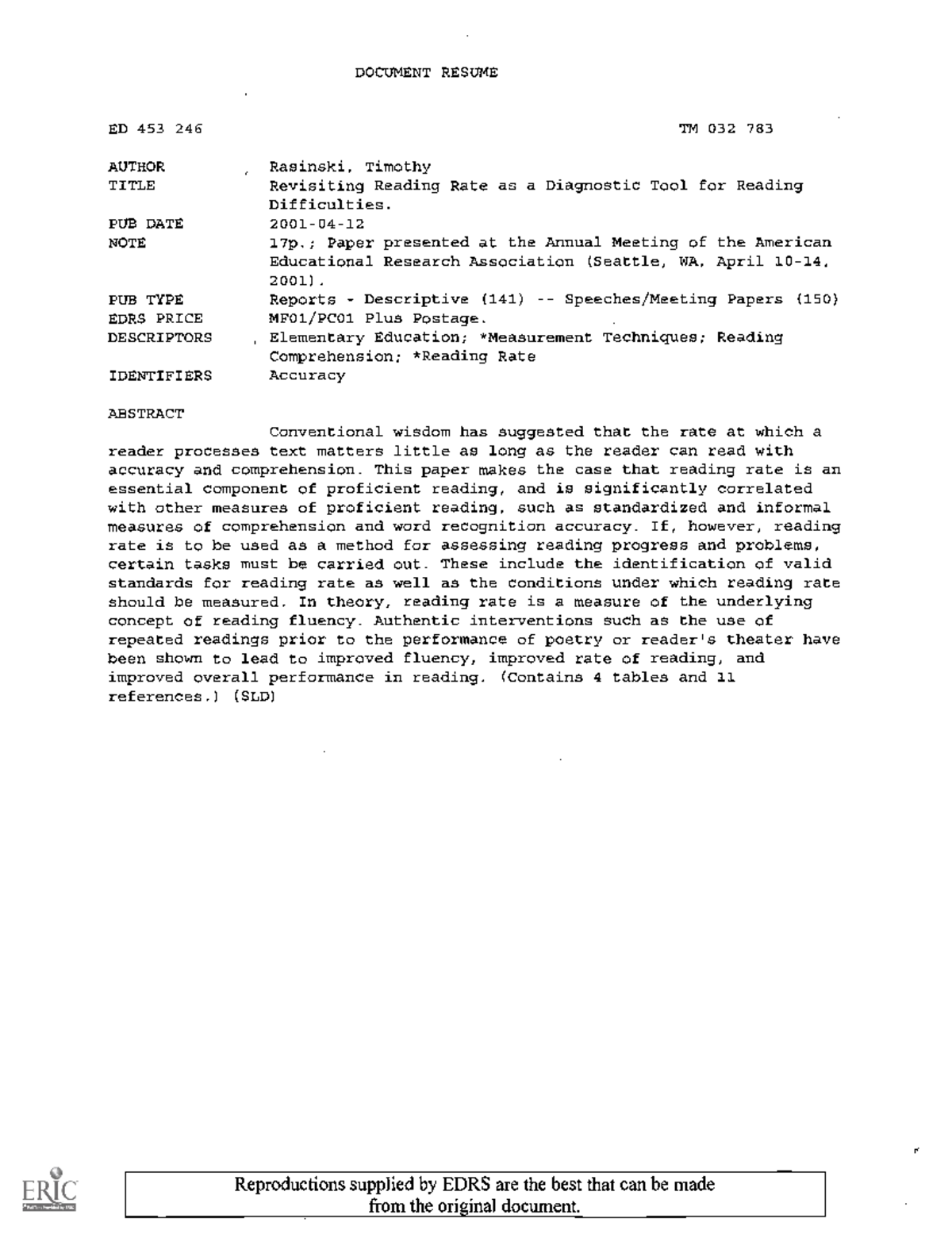 ED453246 Practical Research DOCUMENT RESUME ED 453