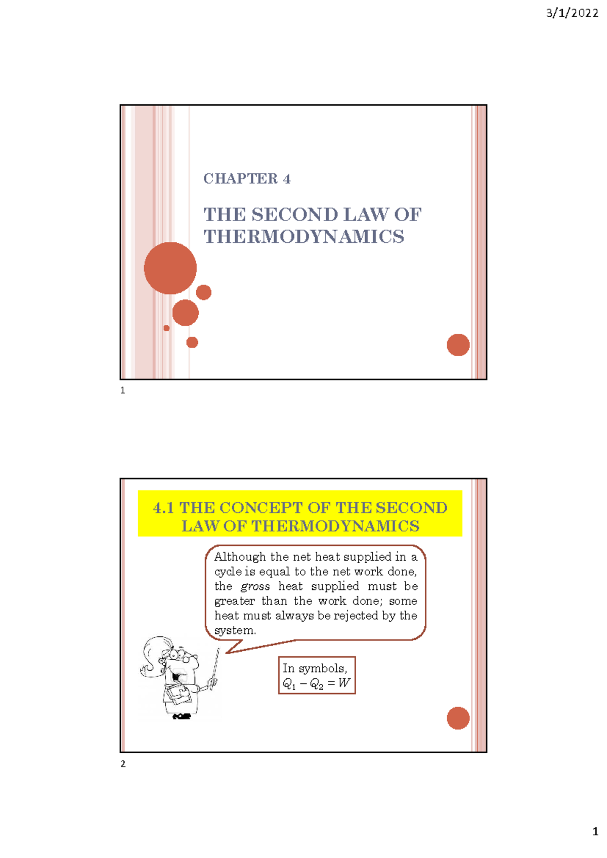 Chapter 4 Second LAW OF Thermodynamics - ####### CHAPTER 4 THE SECOND ...