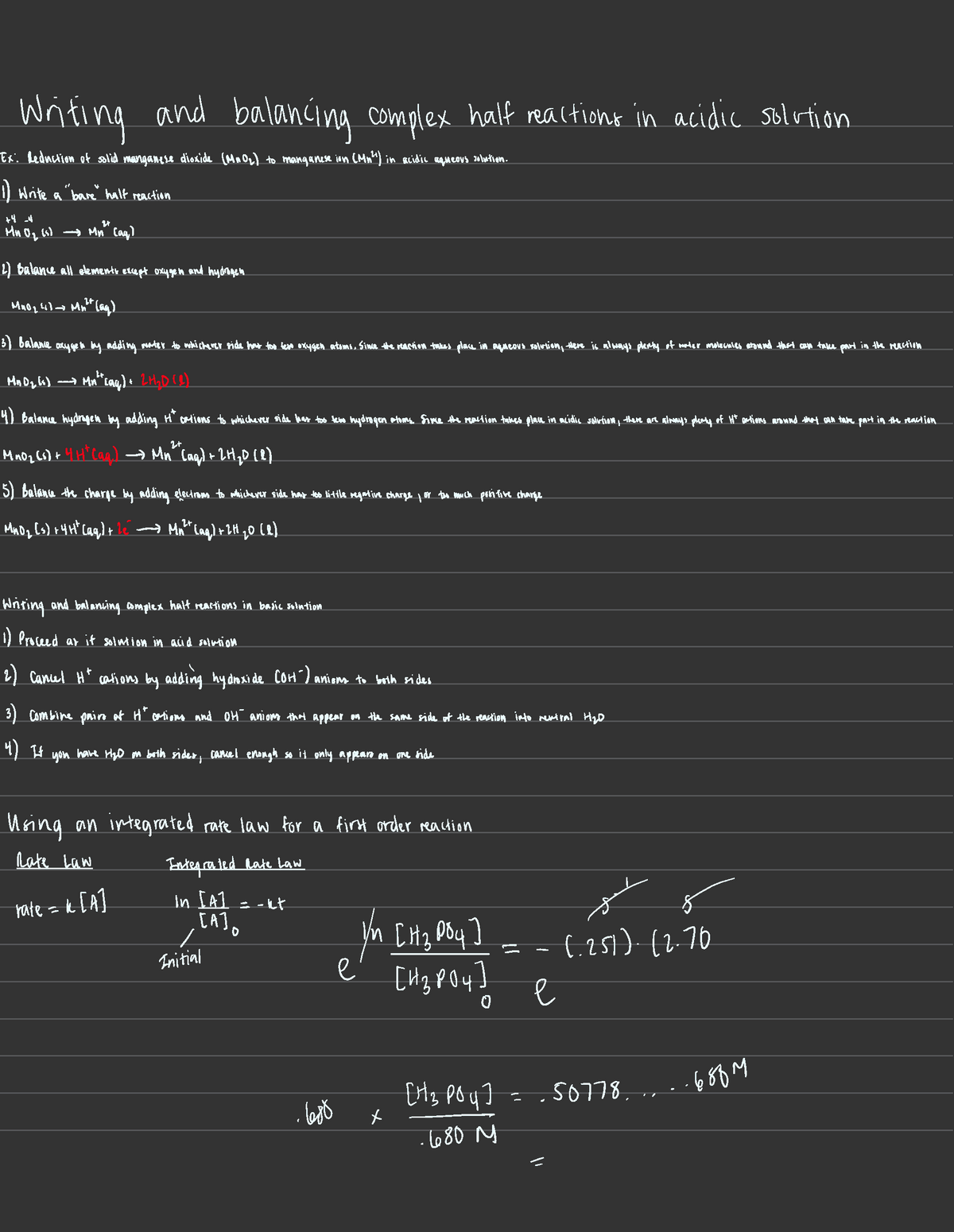 Aleks Note: Balancing half reactions in acidic & basic solutions ...