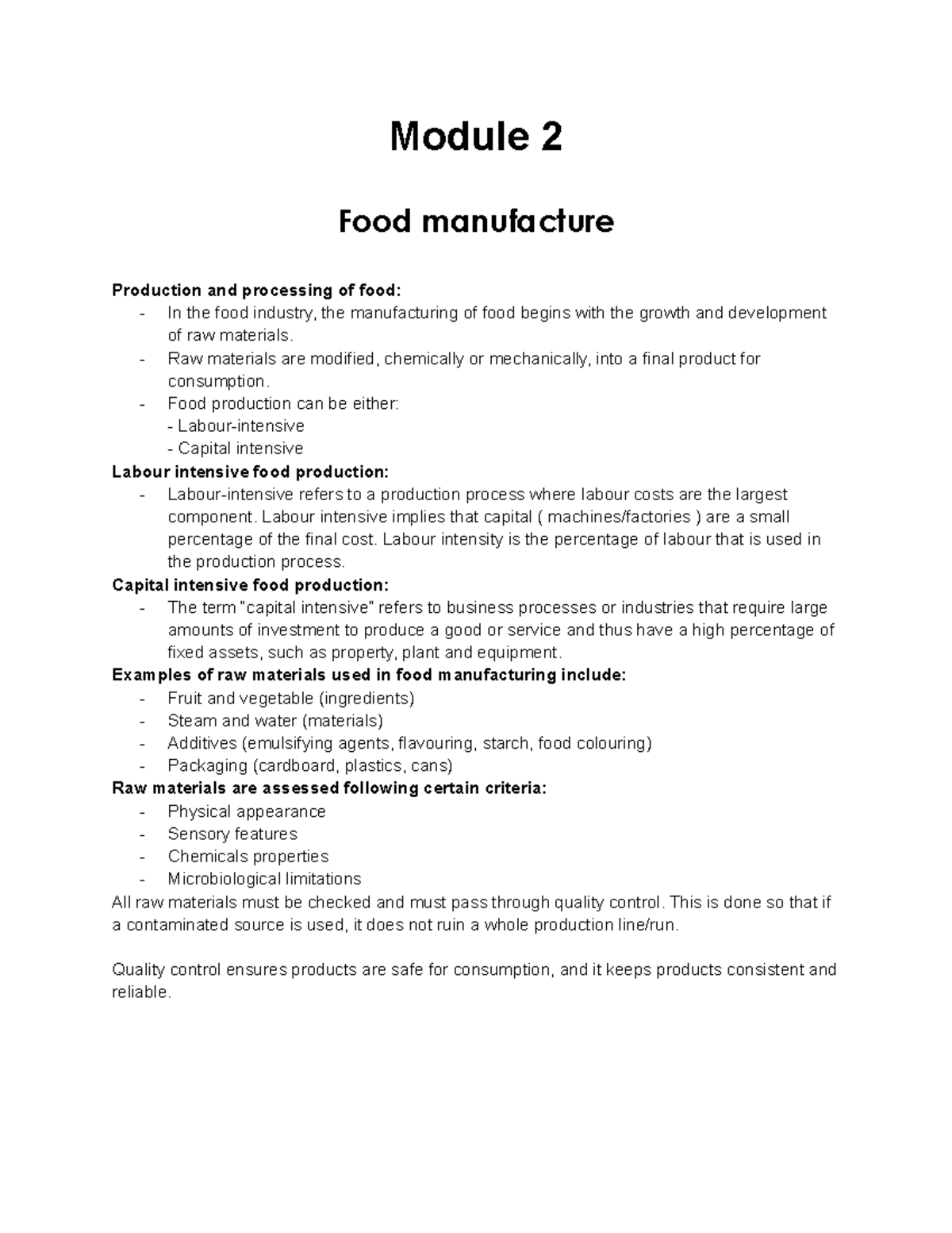 Foodtechnology Book - Food tech HSC notes - Module 2 Food manufacture ...