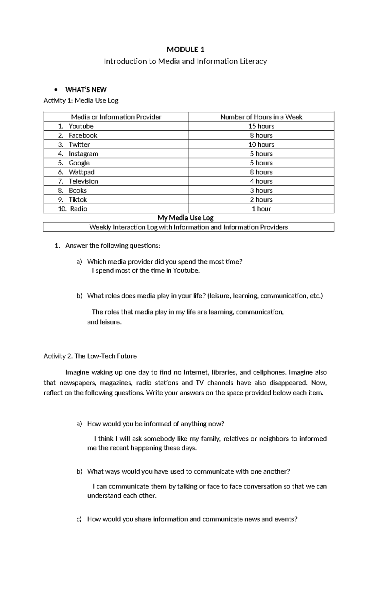 MIL- Module#1 AND 2 - MODULE 1 Introduction to Media and Information ...