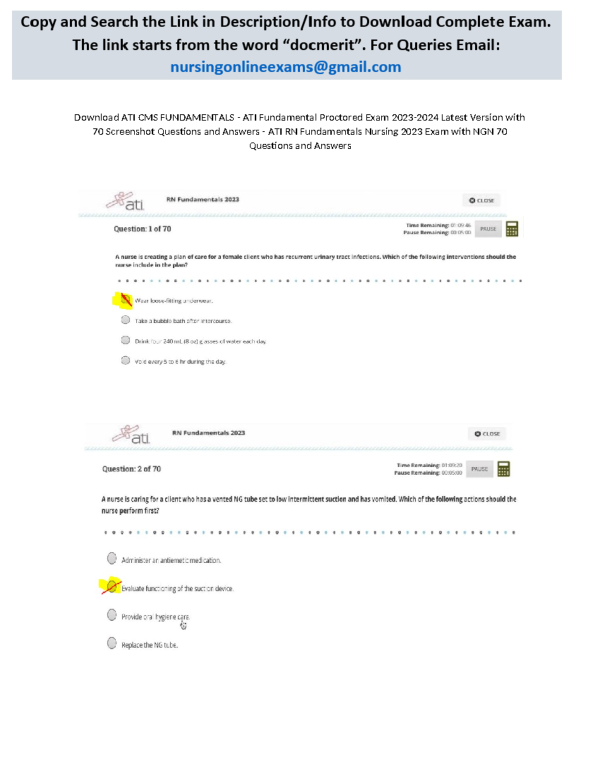 Download ATI CMS Fundamentals ATI Fundamental Proctored Exam 2023