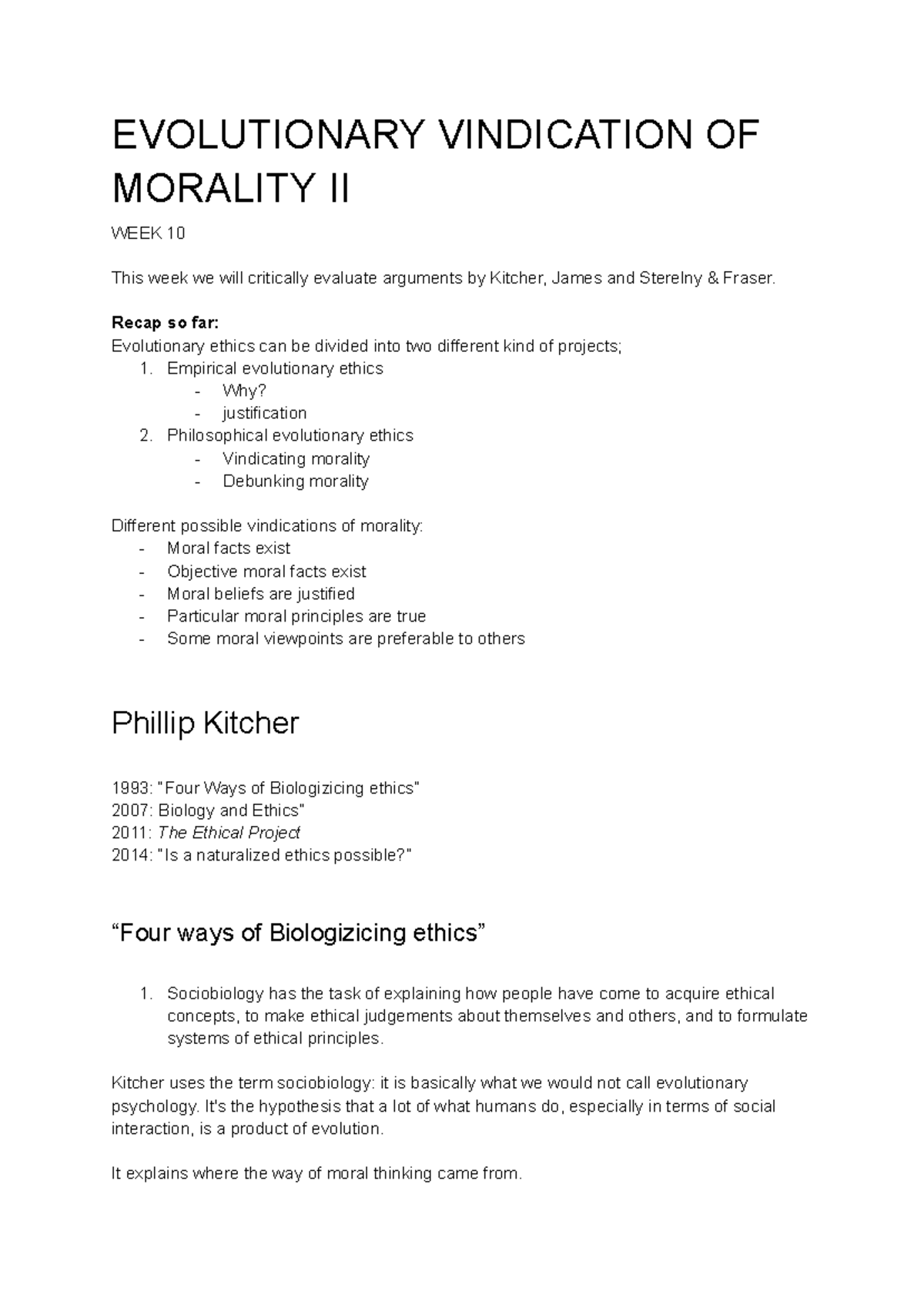 Evolutionary Vindication of Morality II - EVOLUTIONARY VINDICATION OF ...