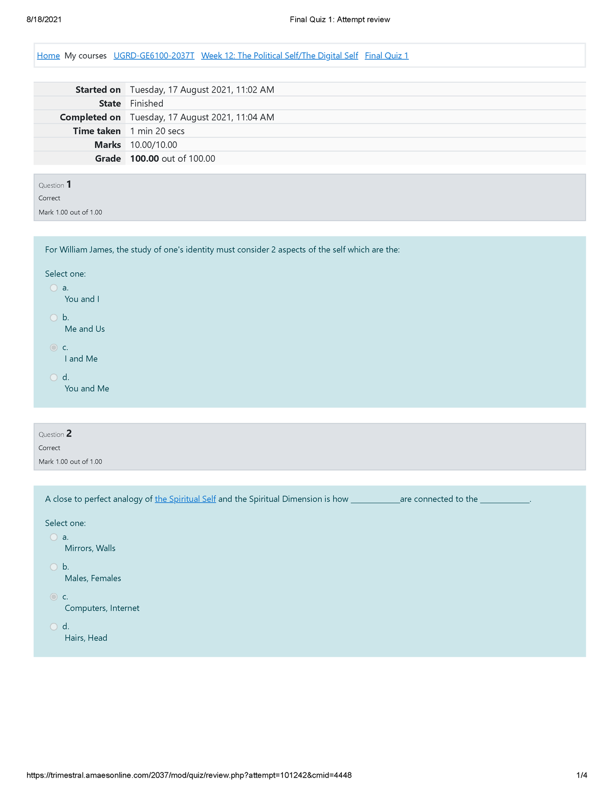 Final QUIZ 1 - Inside LVMH - Quiz results "Test yourself - The final  quiz of this first - Studocu