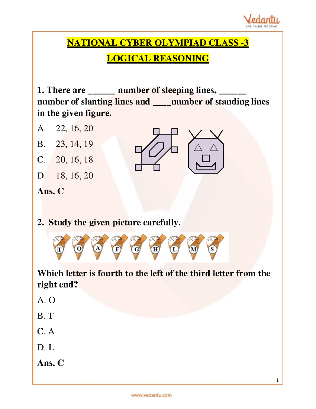 NCO Olympiad Sample Paper 2 for Class 3 with Solutions - NATIONAL CYBER ...