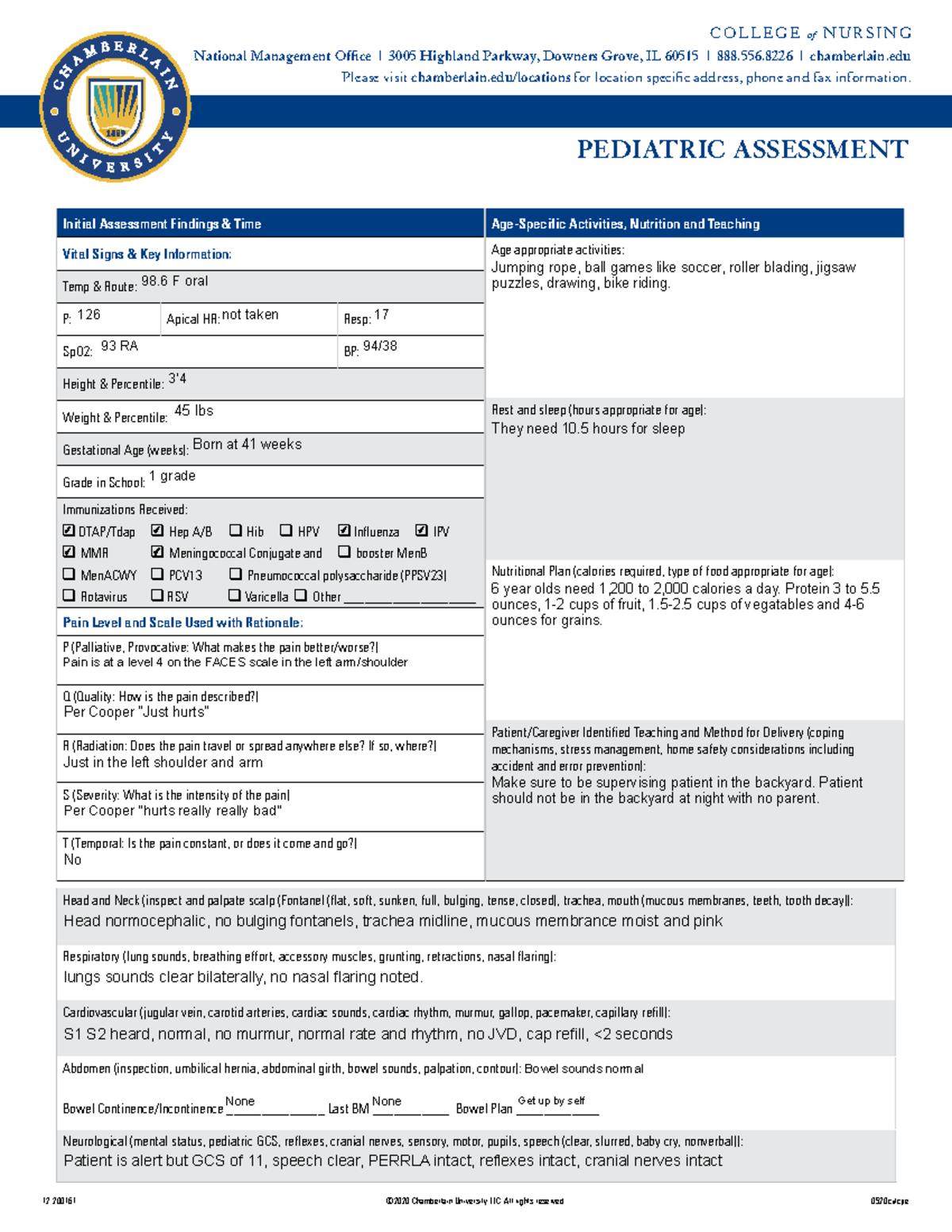 Pediatric Assessment (1) copy - PEDIATRIC ASSESSMENT C O L L E G E o f ...