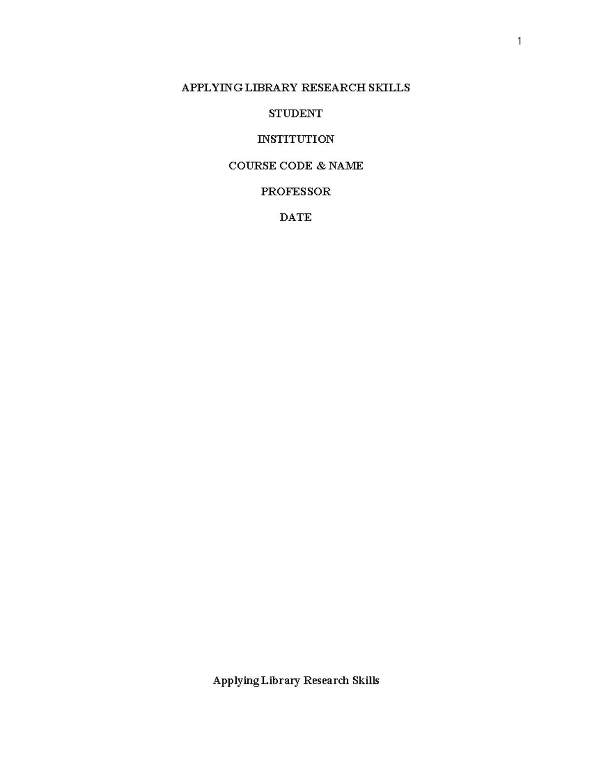 Applying Library Research Skills in clinical studies - APPLYING LIBRARY ...
