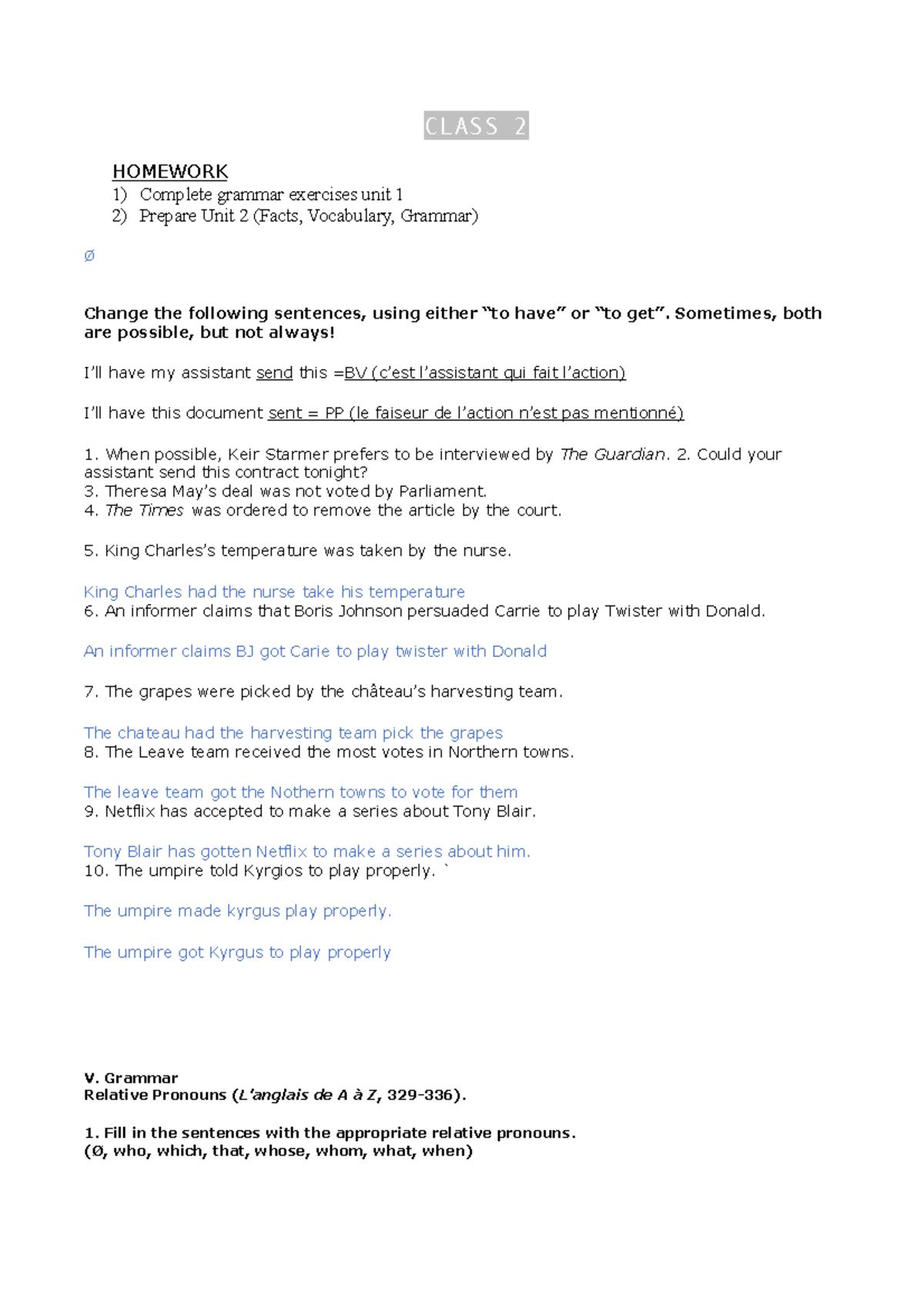 Class 2 - correction cours d'anglais juridique S2 - CLASS 2 HOMEWORK 1 ...
