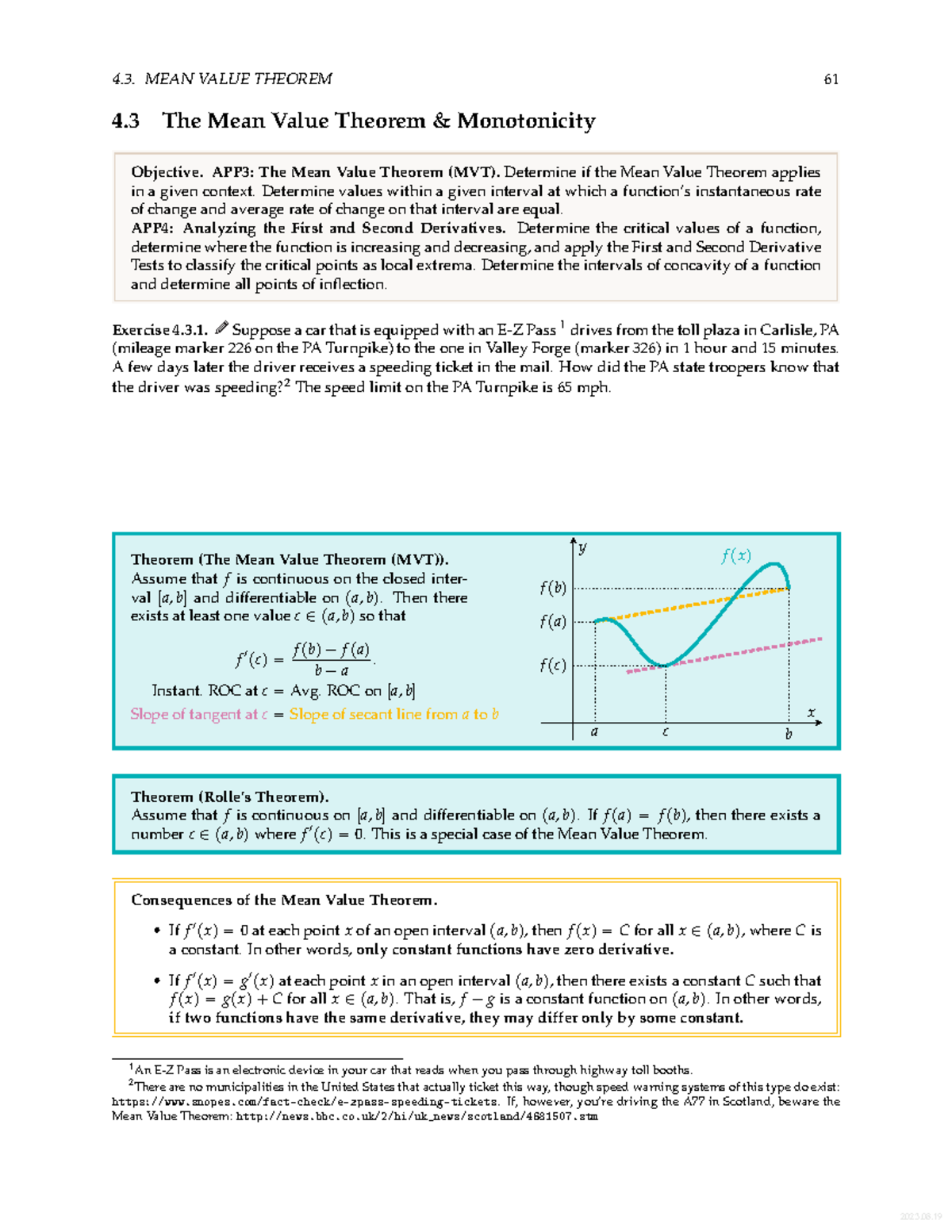 4 3 The Mean Value Theorem 4 Mean Value Theorem 61 4 The Mean 4 3 The Mean Value Theorem 4 Mean Value Theorem 61 4 The Mean