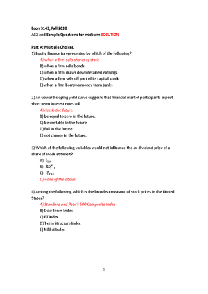 AS1 Exam, answers - Econ 3143, Fall 2018 Assignment 1 (Chapter 14, 15 ...