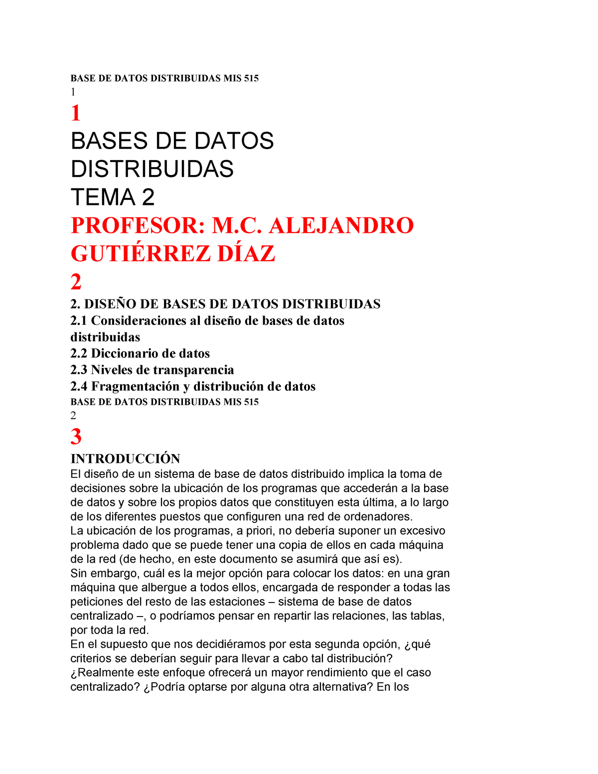 BDD - BBDDdistribuidas - BASE DE DATOS DISTRIBUIDAS MIS 515 1 1 BASES ...