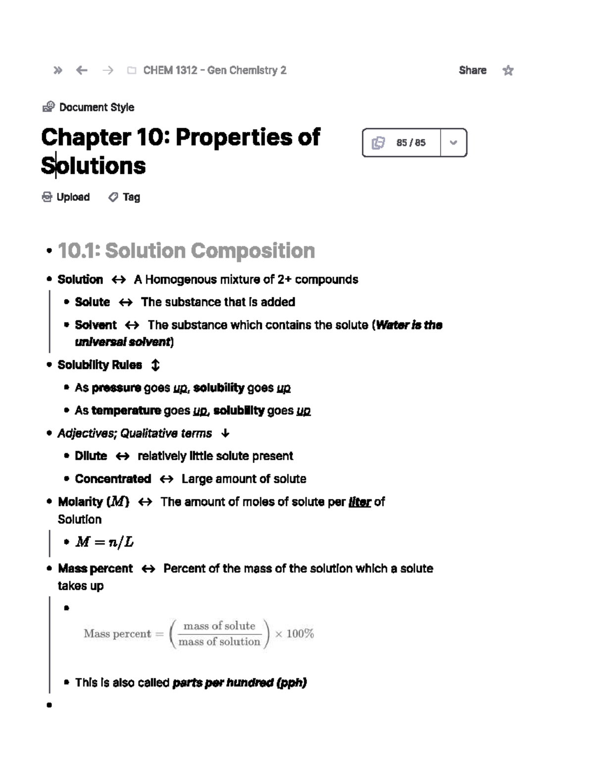 Gen Chem 2 Properties of Solutions CHEM 1332 Studocu