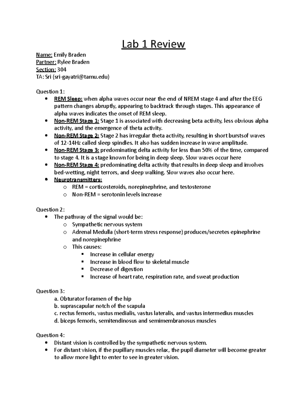 Lab 1 Review - Lab Practical 1 Summary - Lab 1 Review Name: Emily ...