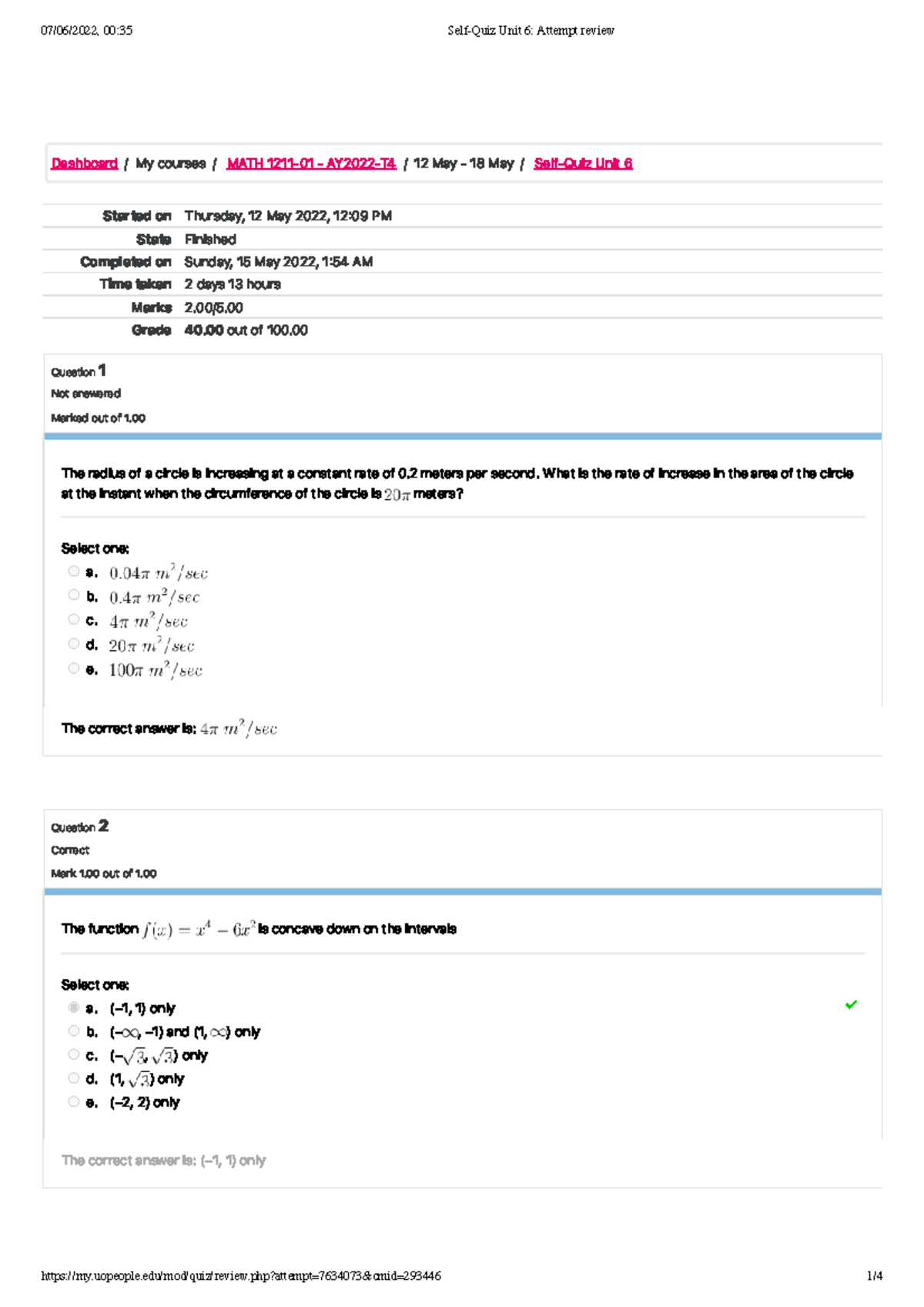 Self-Quiz Unit 6 Attempt Review - Started On Thursday, 12 May 2022, 12 ...