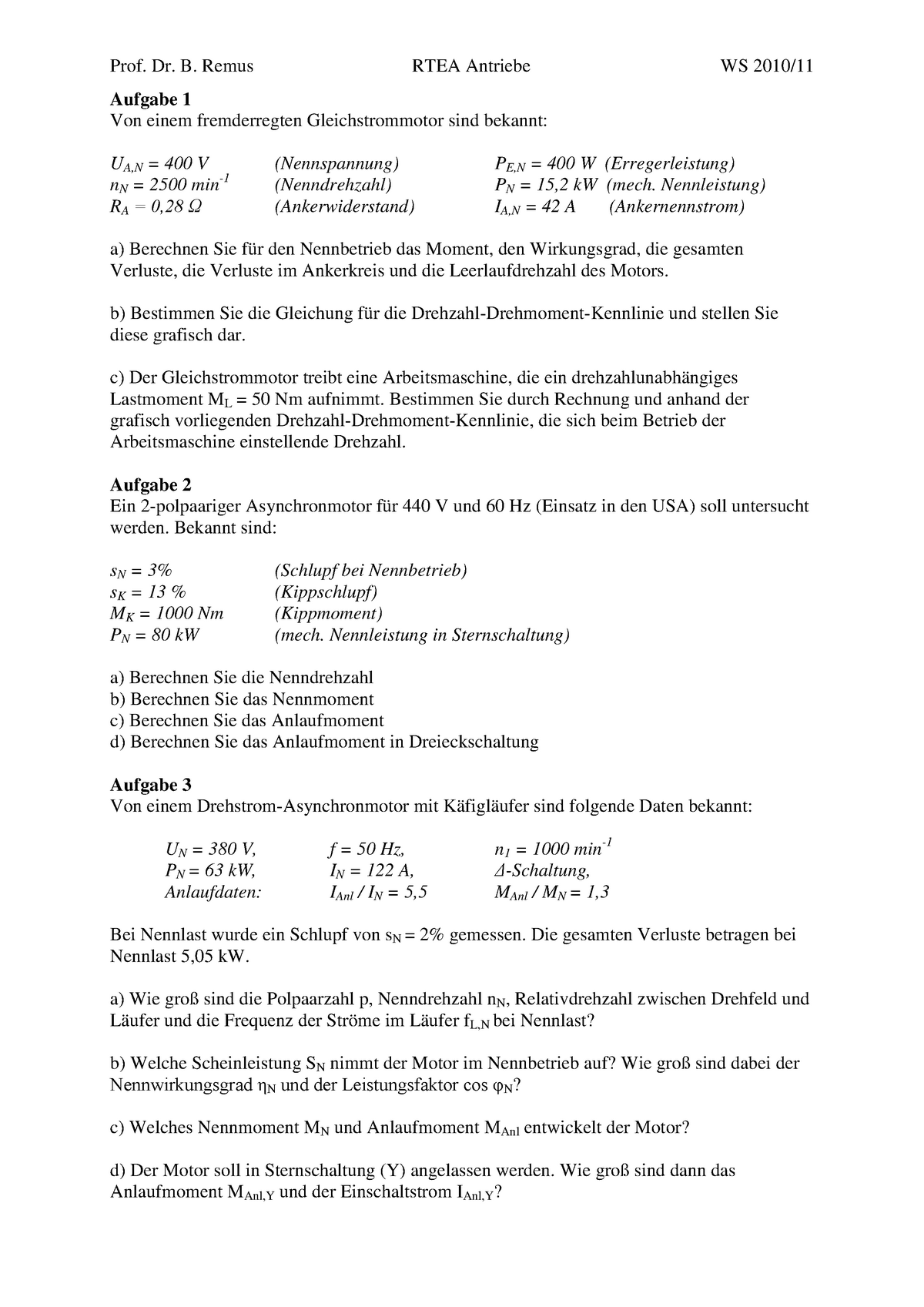 Regelungs und Antriebstechnik - Prof. Dr. B. Remus RTEA Antriebe WS ...