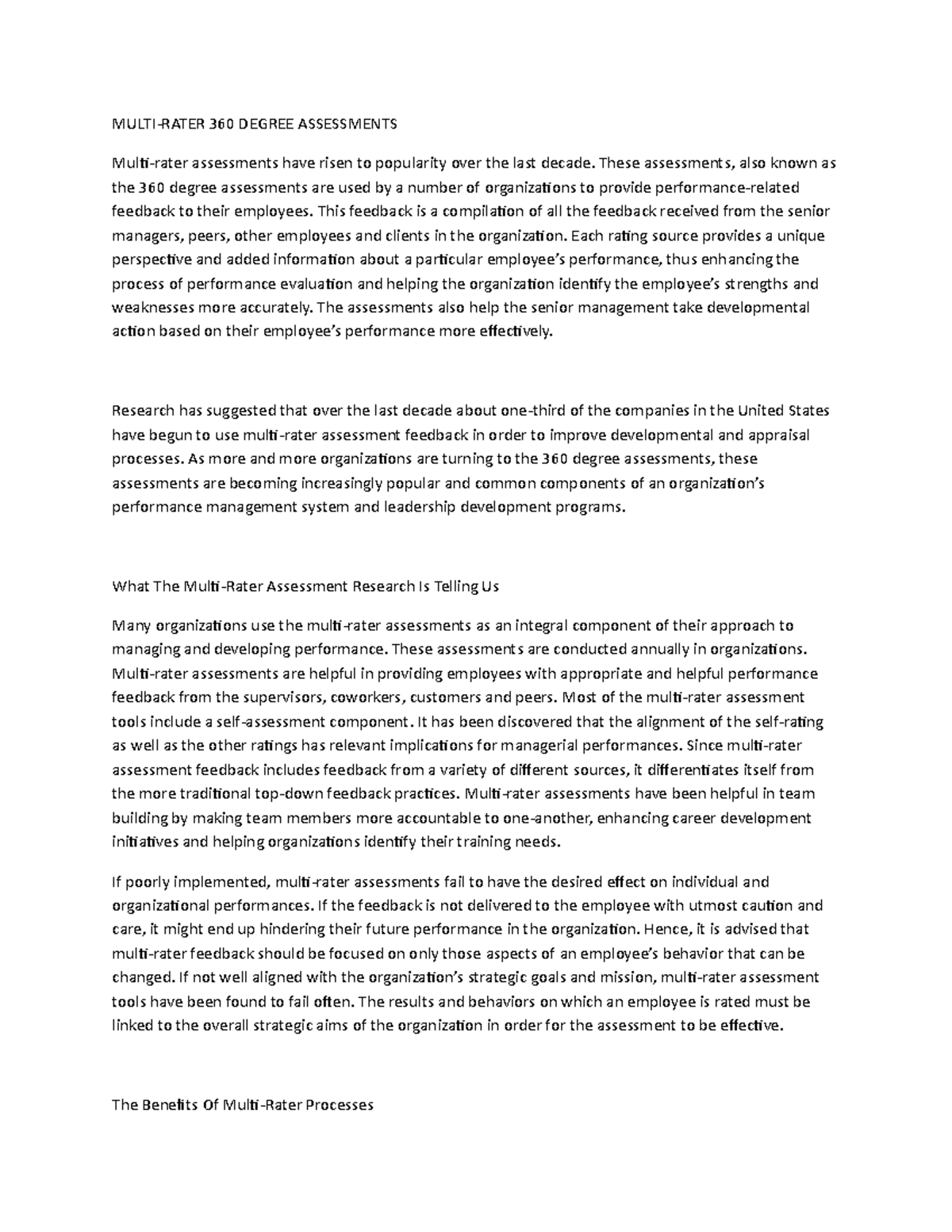 Multi- Rater 360 Degree Assessments - MULTI-RATER 360 DEGREE ...