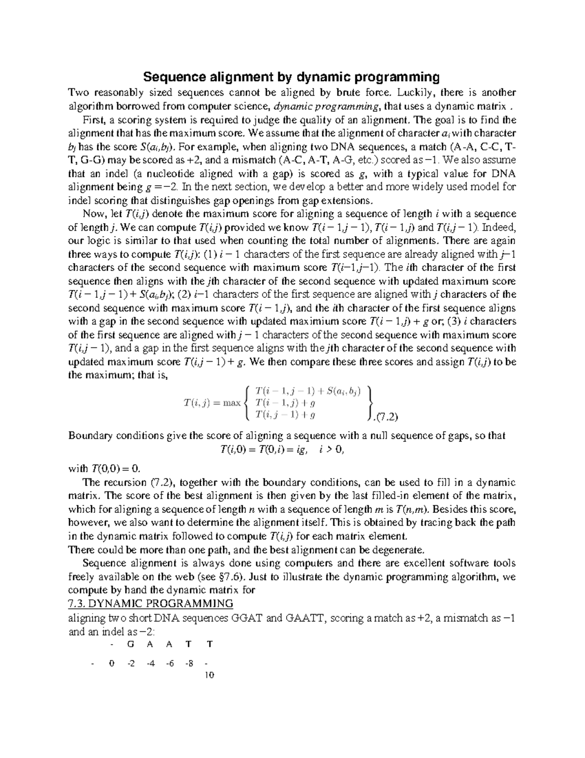 Sequence alignment by dynamic programming - Luckily, there is another ...