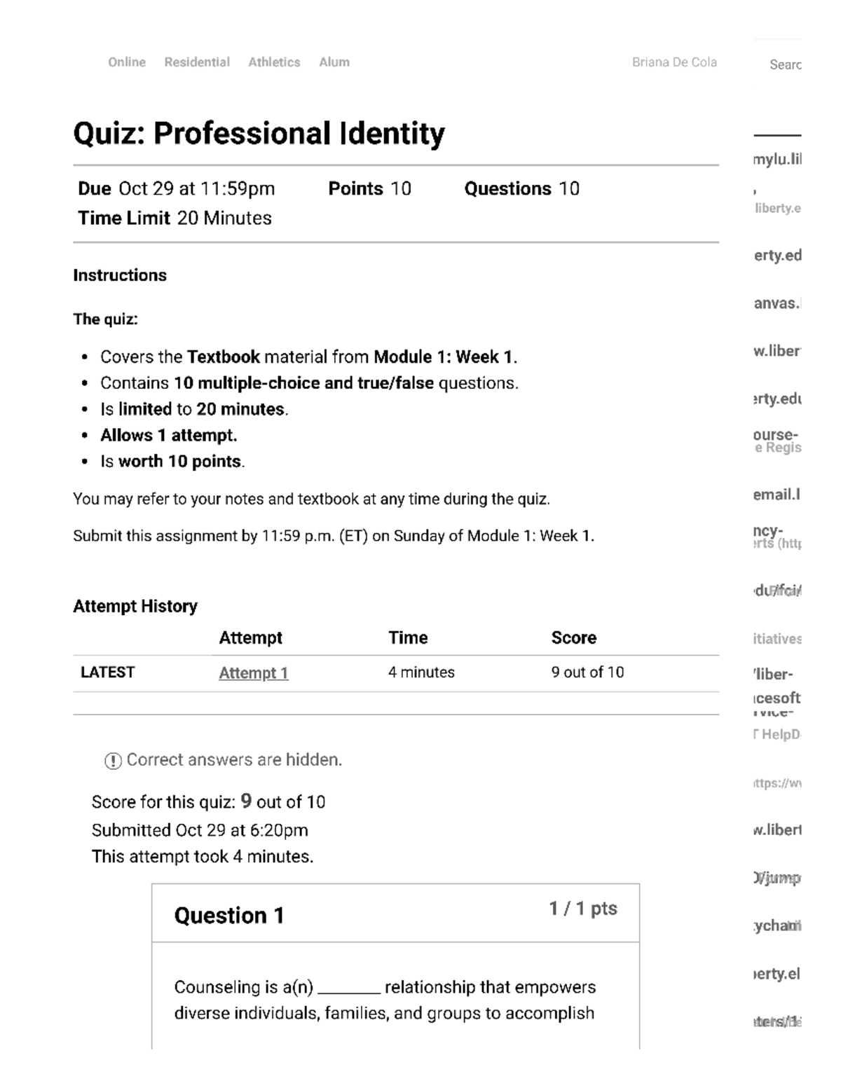 501 Quiz Professional Identity - COUC 501 - Studocu